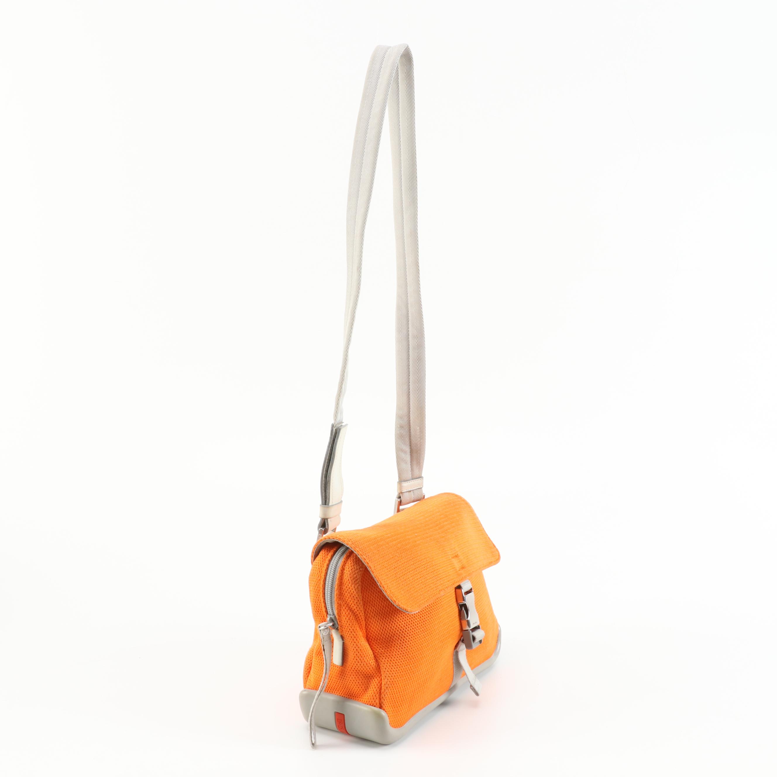 Prada Sport Orange/Gray Front Flap Shoulder Bag