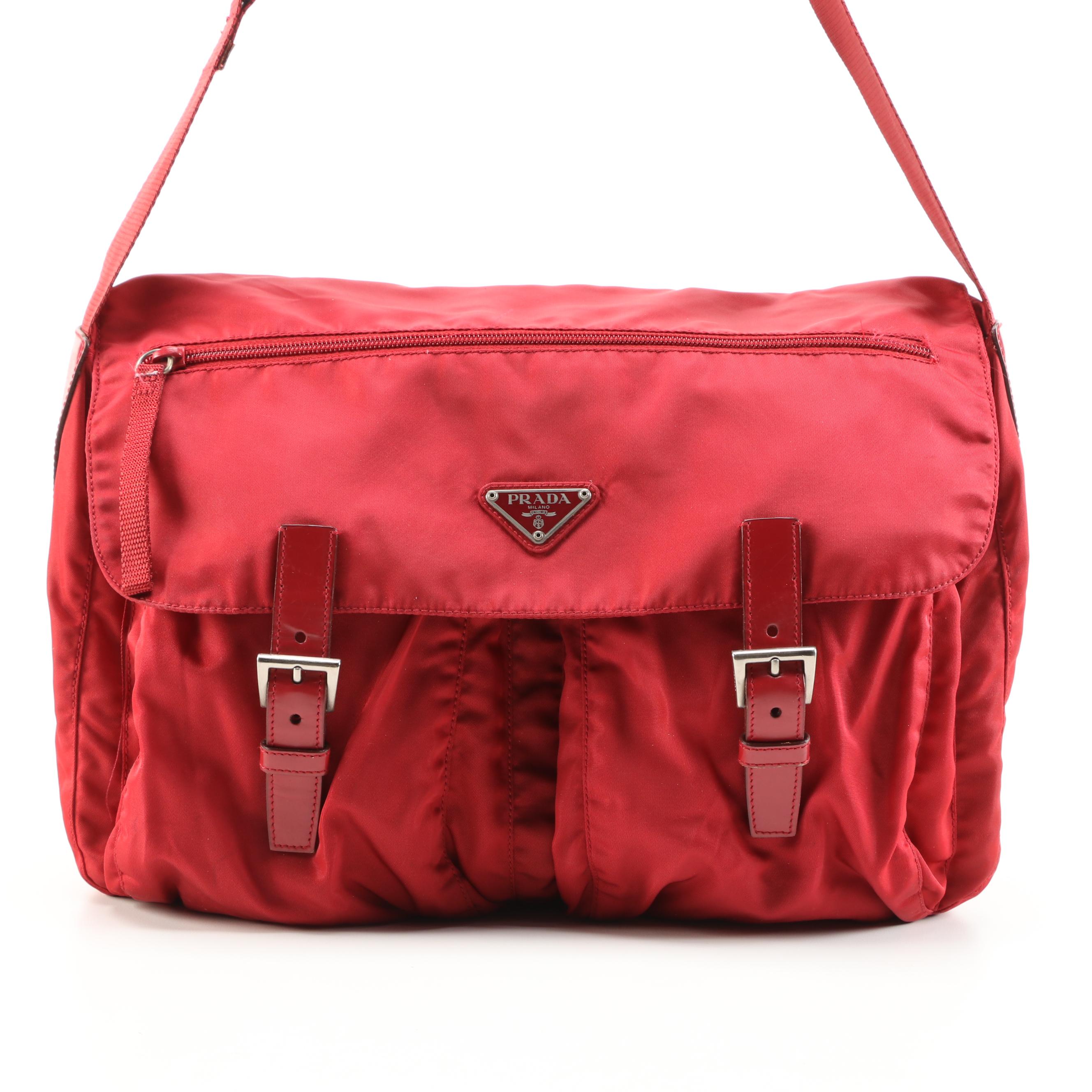 Prada Red Nylon Messenger Bag