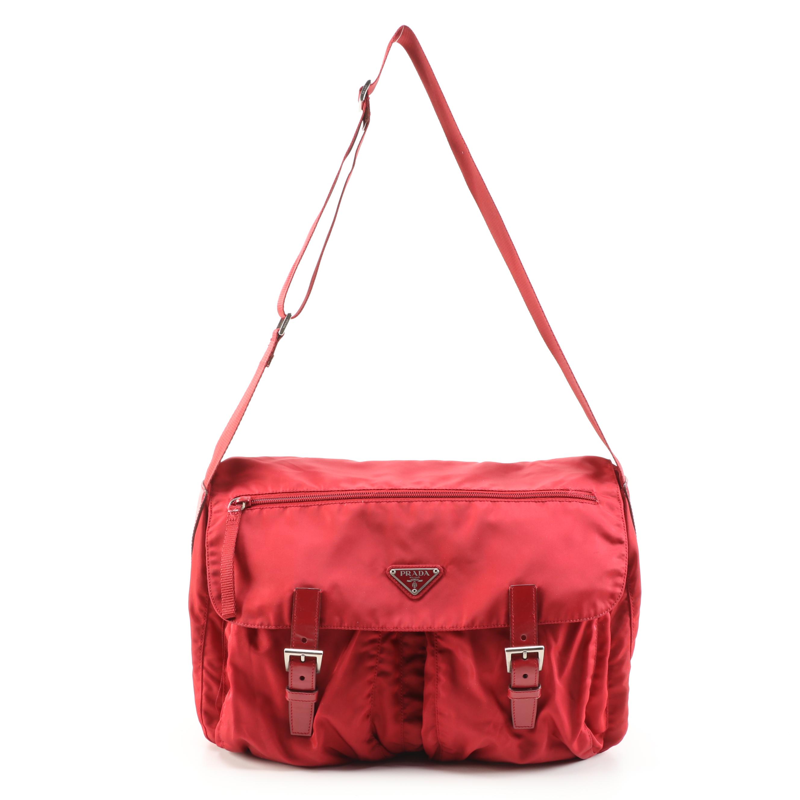 Prada Red Nylon Messenger Bag