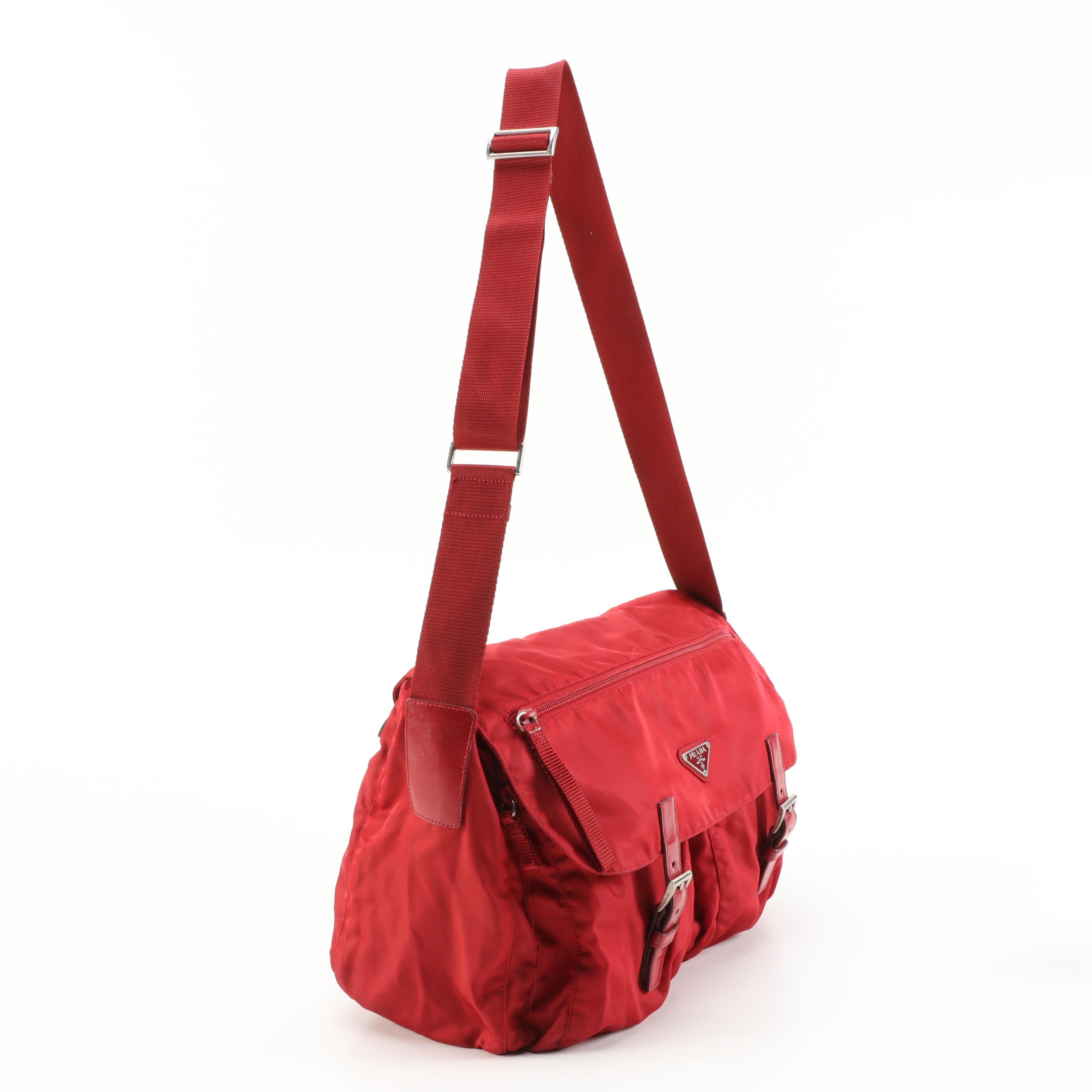 Prada Red Nylon Messenger Bag