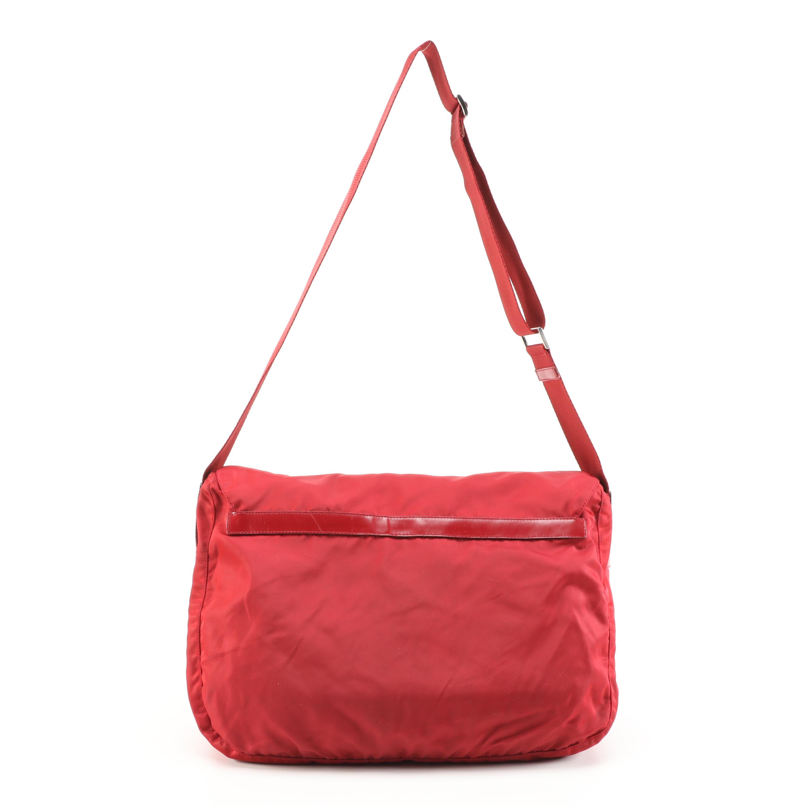 Prada Red Nylon Messenger Bag