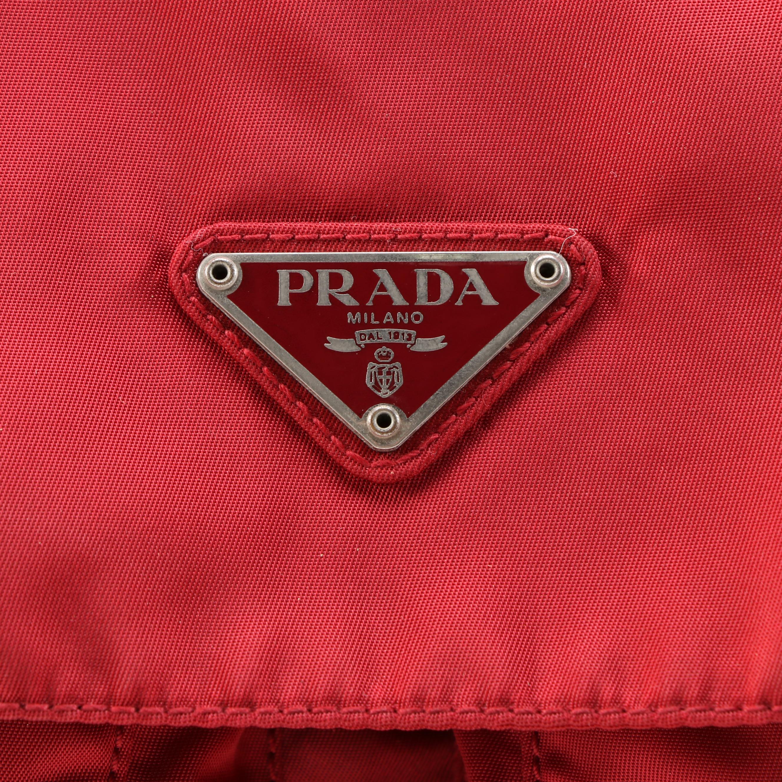 Prada Red Nylon Messenger Bag