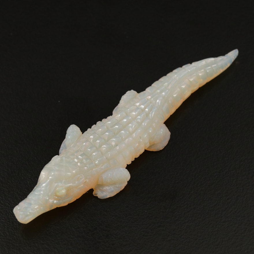Loose 30.05 CT Carved Opal Alligator