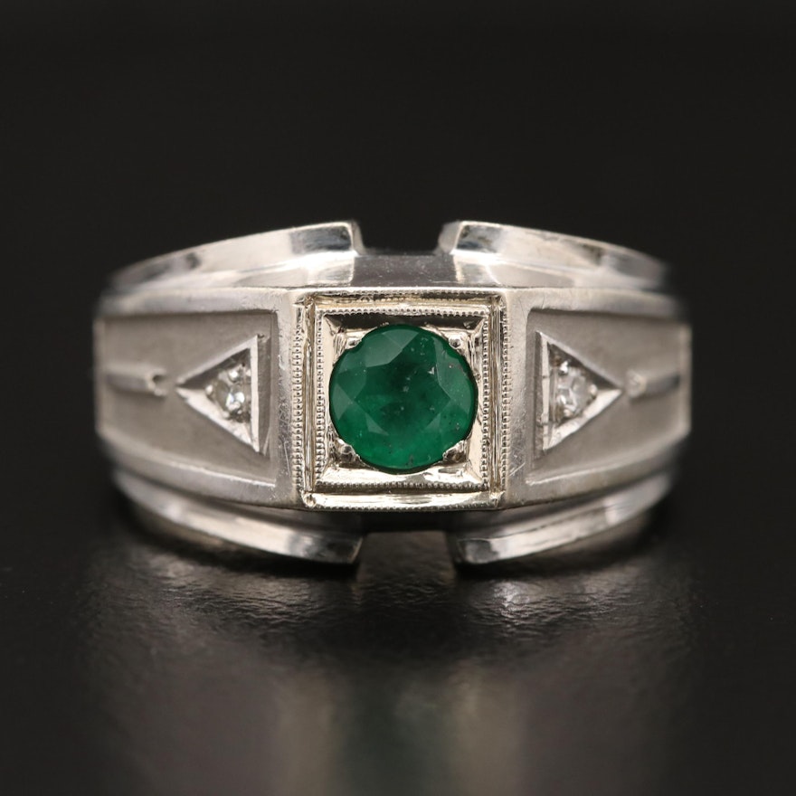 14K Emerald and Diamond Ring