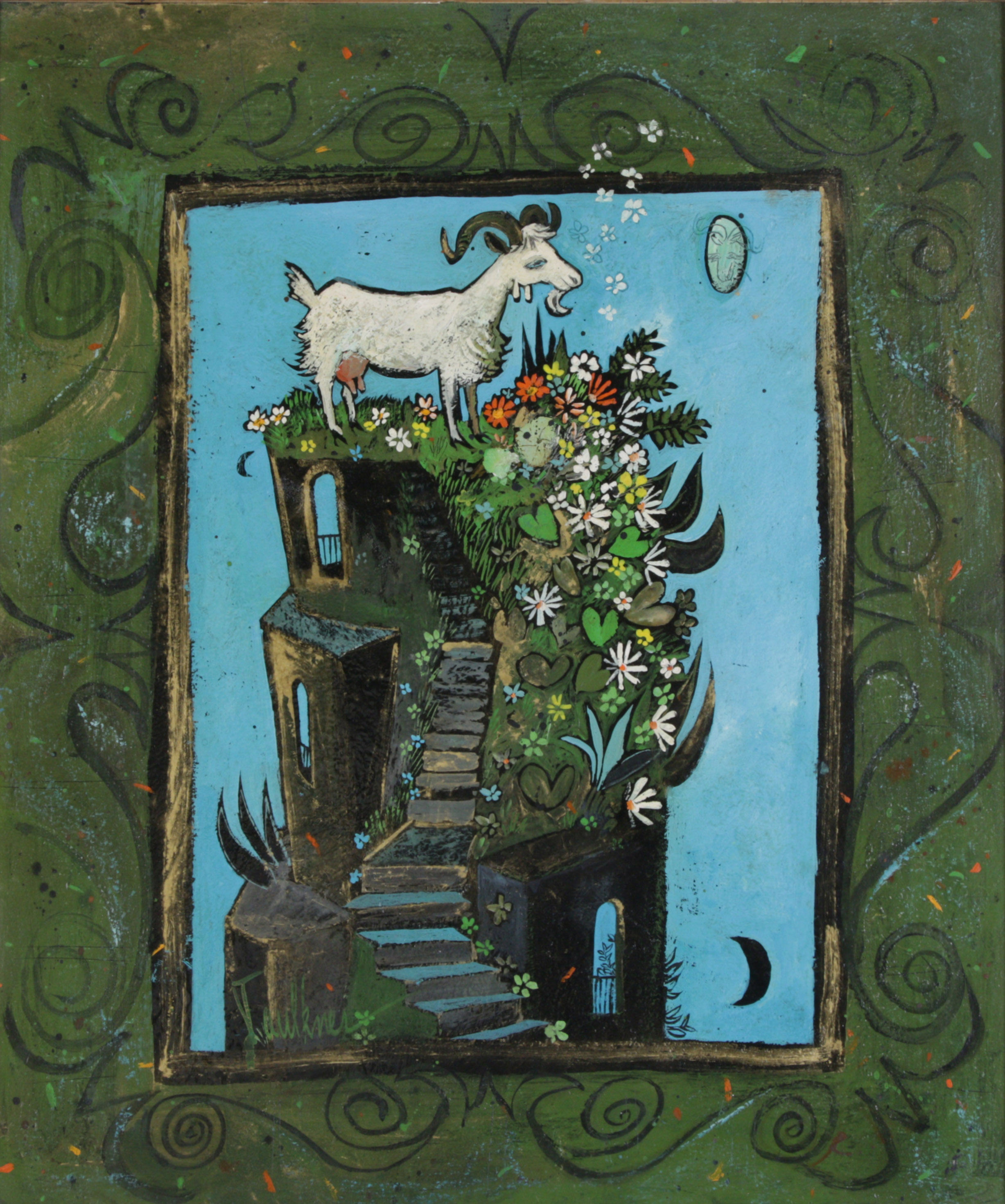 Henry Faulkner Folk Art Oil Painting "Reflections of Alice"