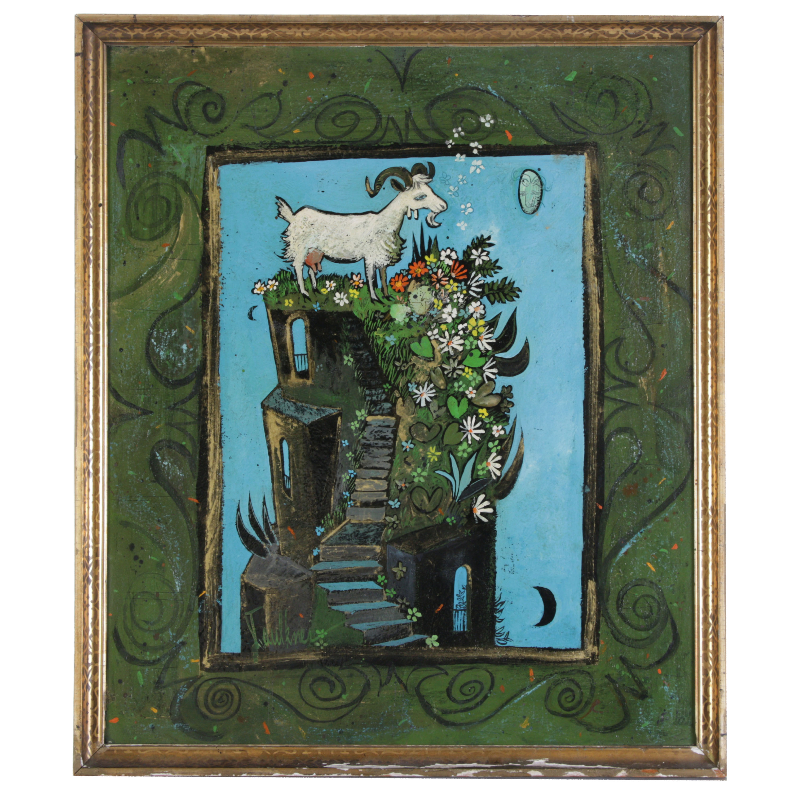 Henry Faulkner Folk Art Oil Painting "Reflections of Alice"