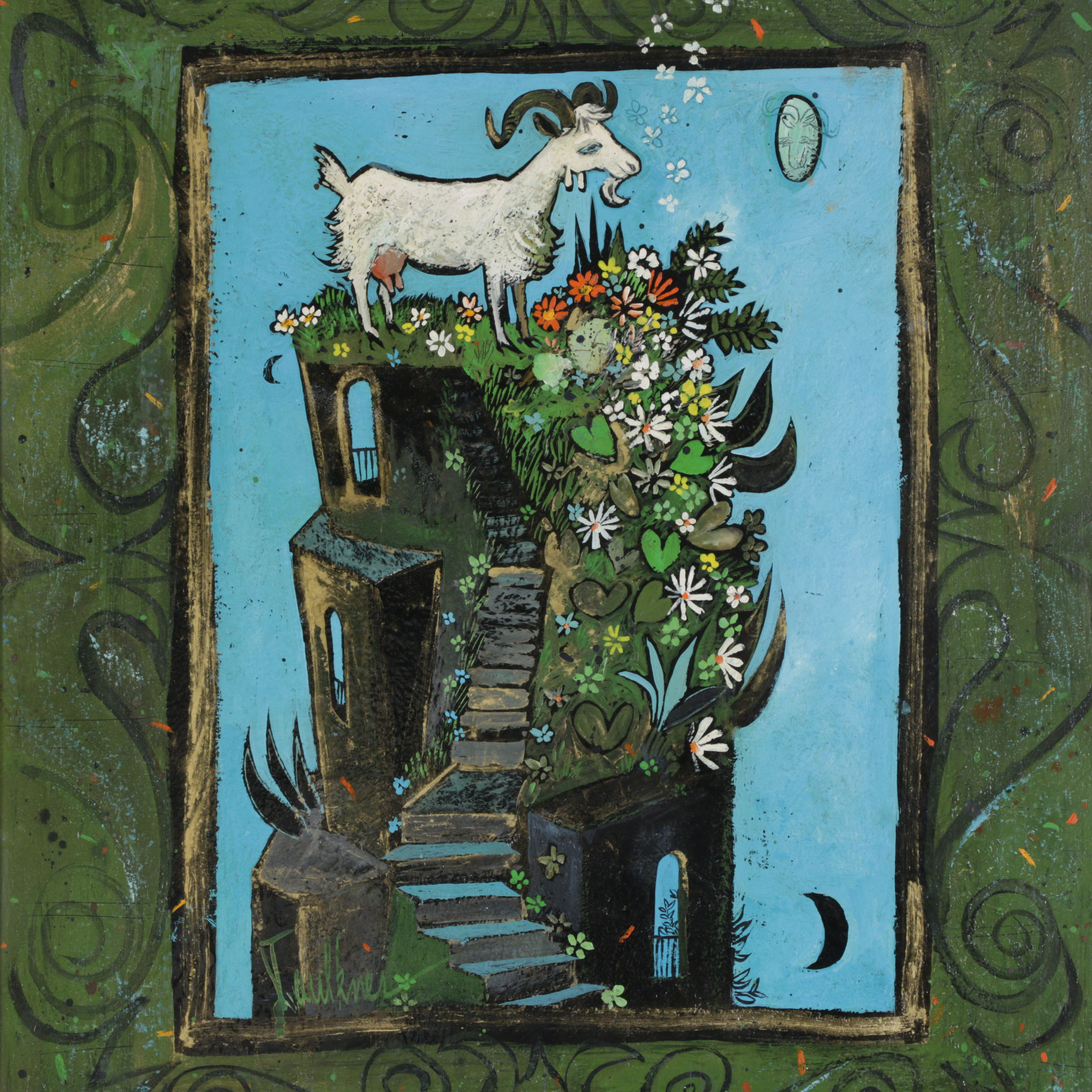 Henry Faulkner Folk Art Oil Painting "Reflections of Alice"