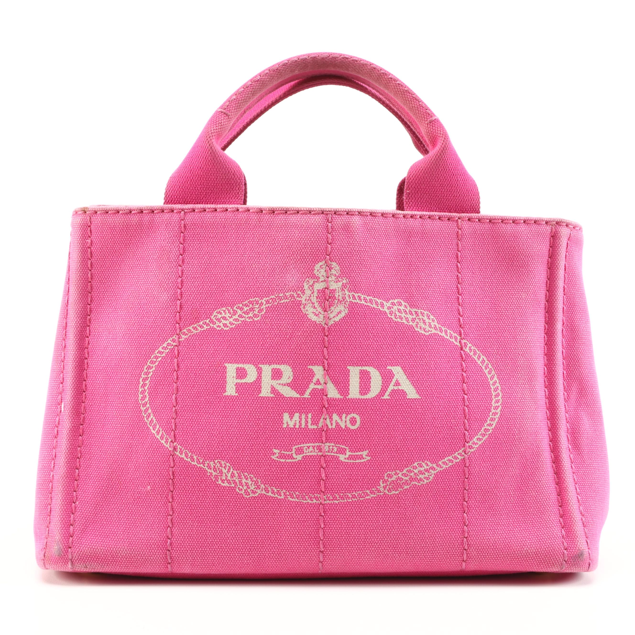 Prada Canapa Pink Canvas Tote Bag