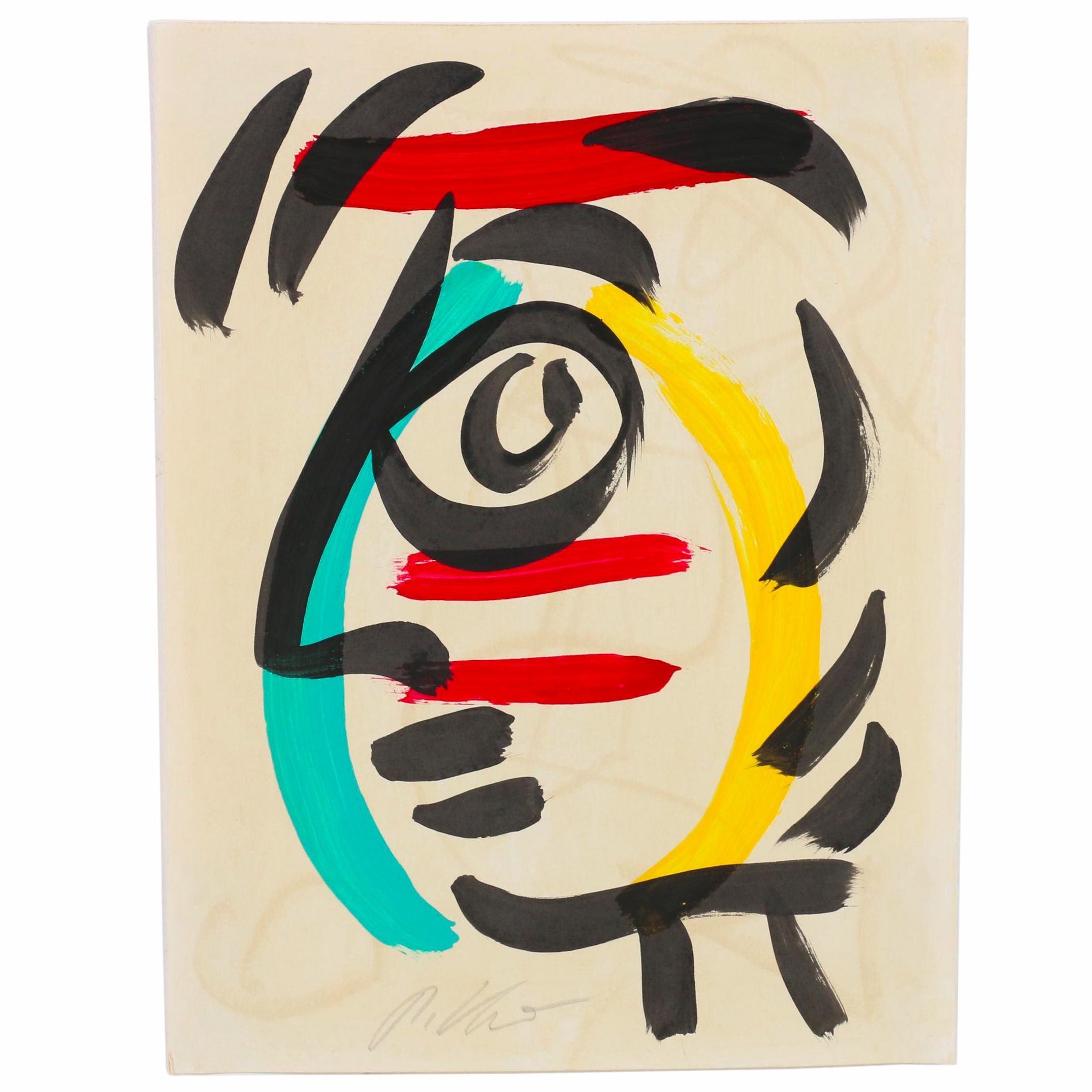 Peter Keil Abstract Mixed Media Painting of Profile Portrait