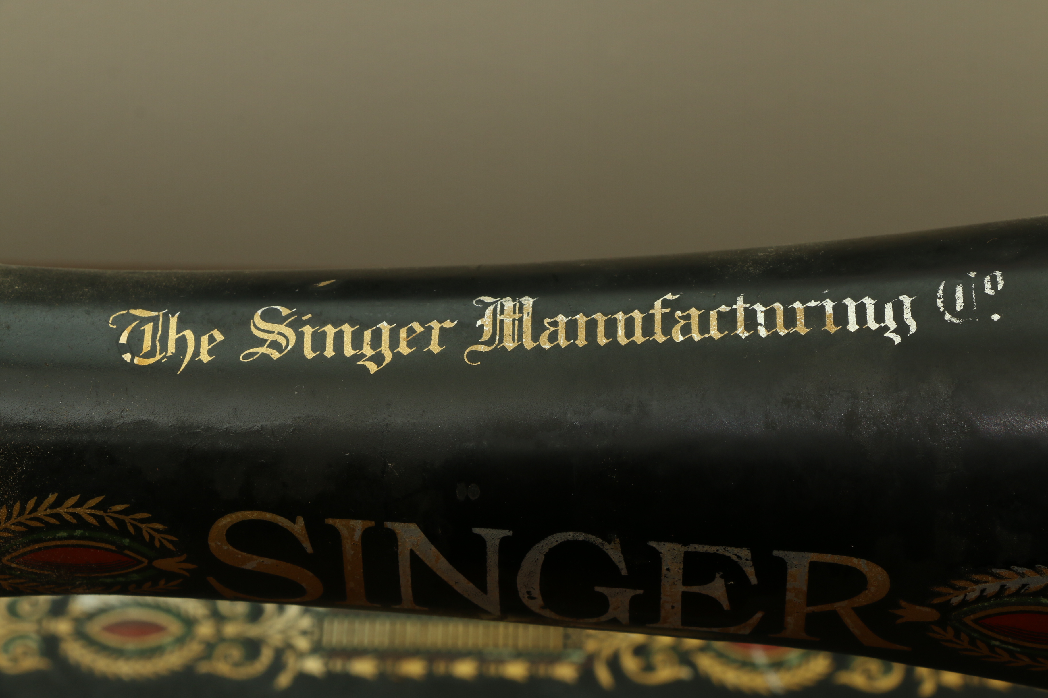 Singer Manufacturing Co. Sewing Machine in Oak Cabinet, Iron Treadle Base, 1919