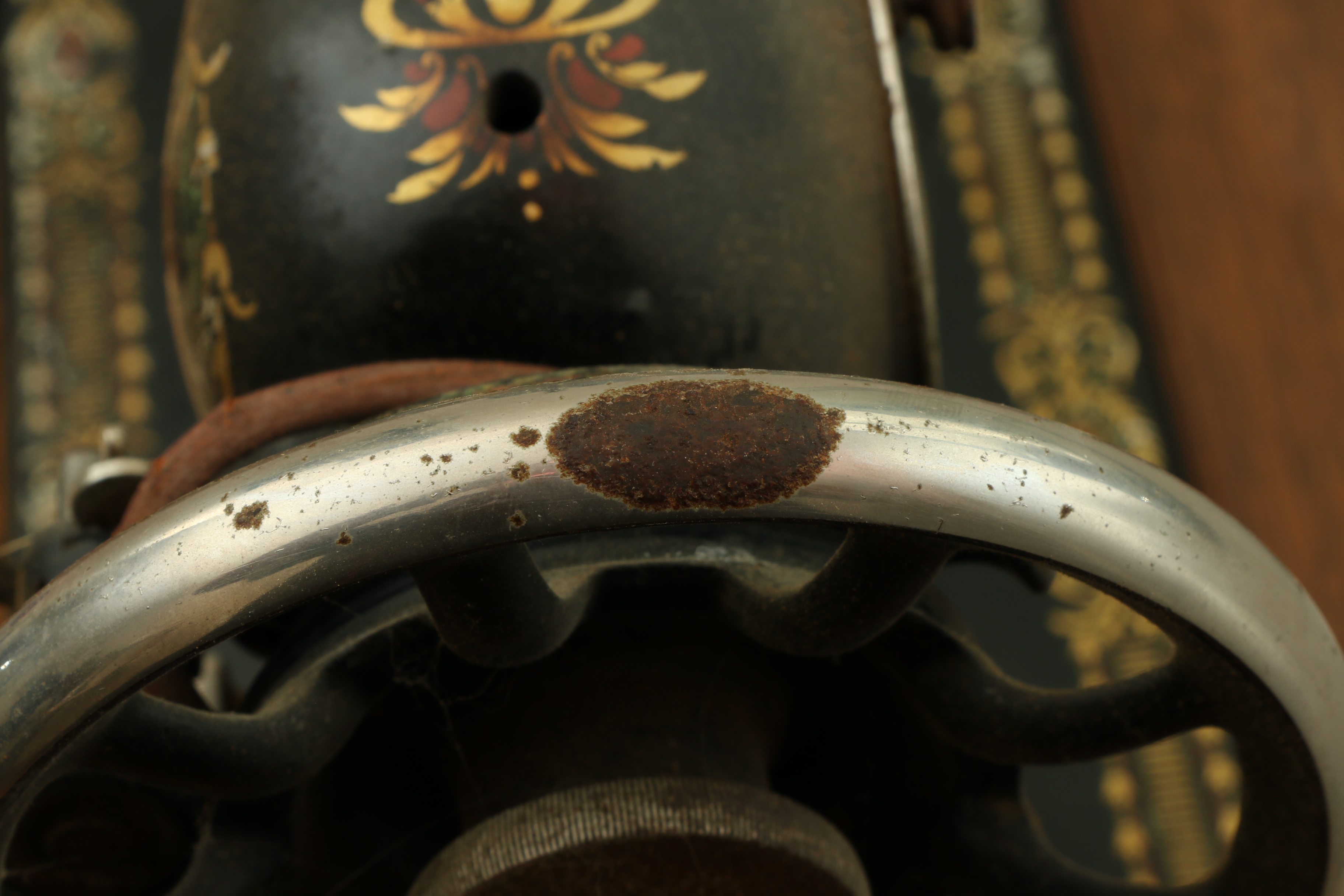 Singer Manufacturing Co. Sewing Machine in Oak Cabinet, Iron Treadle Base, 1919