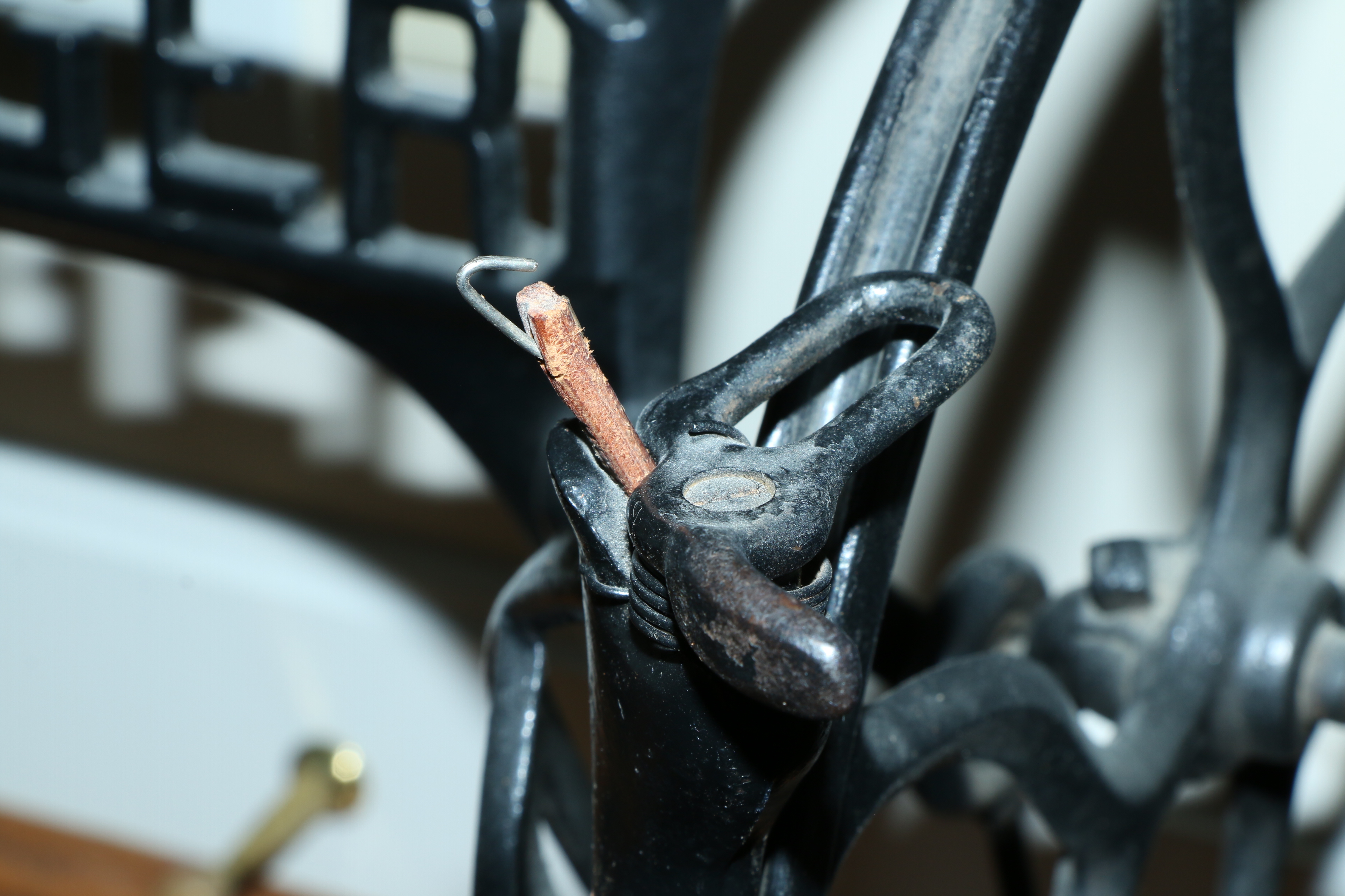 Singer Manufacturing Co. Sewing Machine in Oak Cabinet, Iron Treadle Base, 1919
