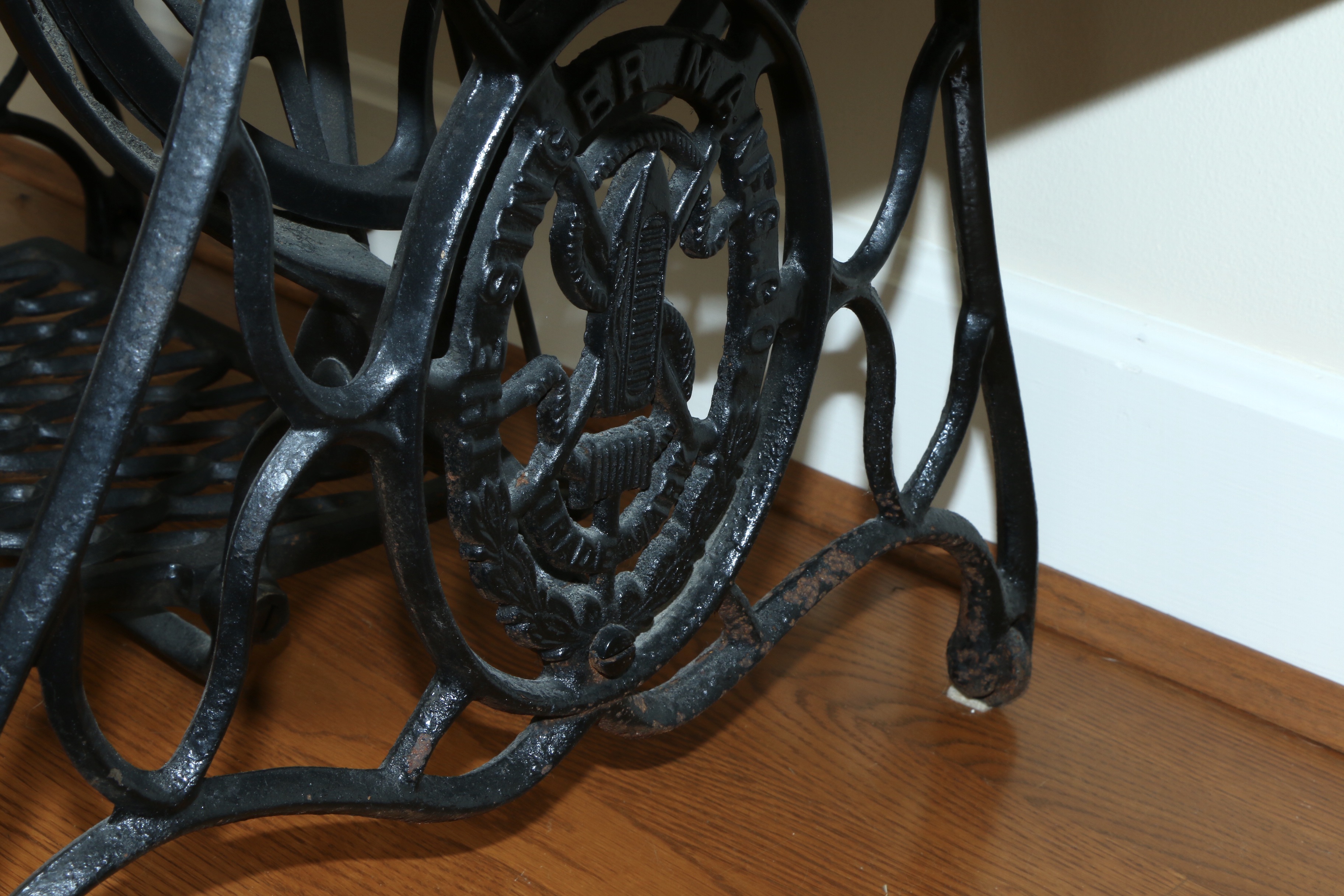 Singer Manufacturing Co. Sewing Machine in Oak Cabinet, Iron Treadle Base, 1919