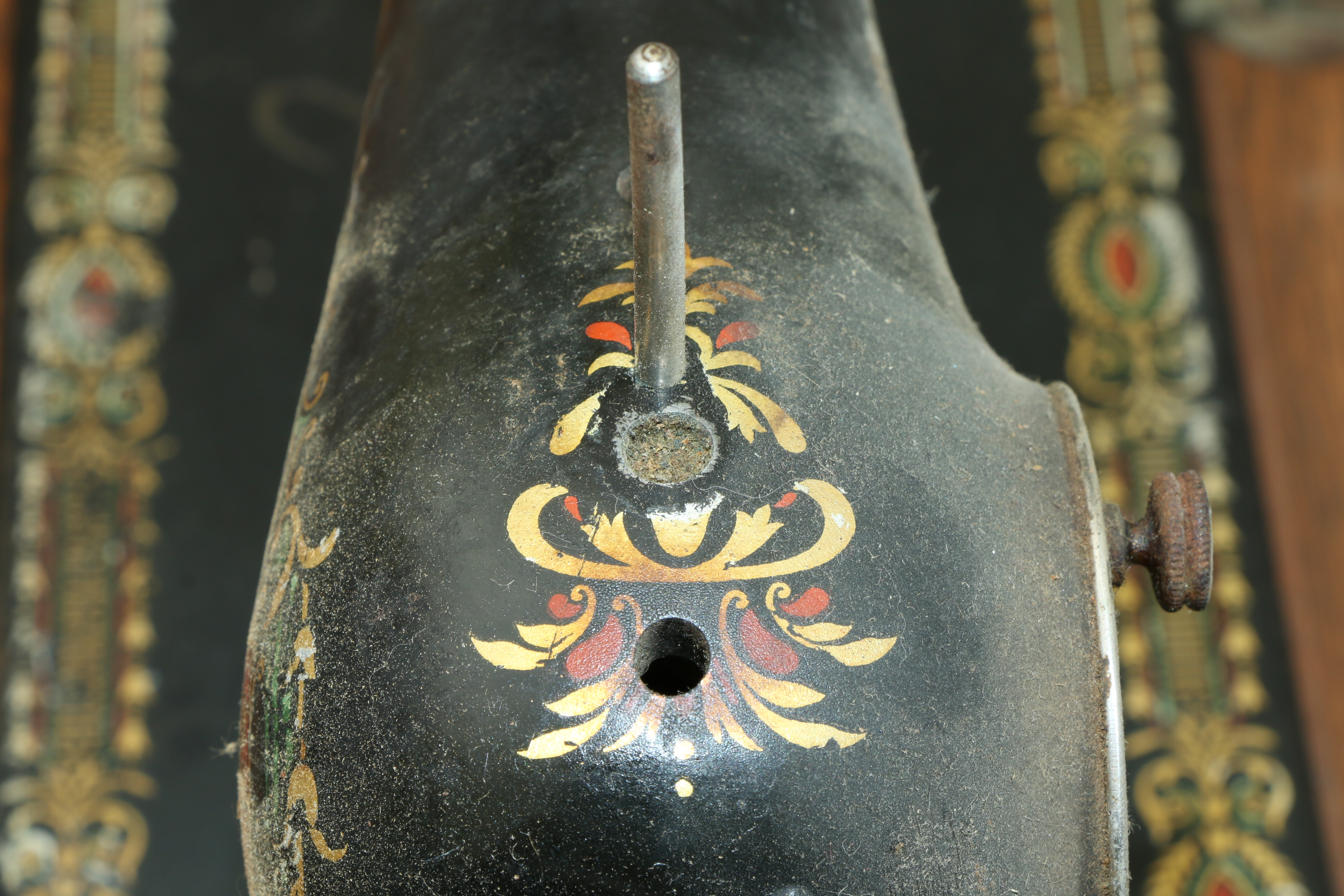 Singer Manufacturing Co. Sewing Machine in Oak Cabinet, Iron Treadle Base, 1919
