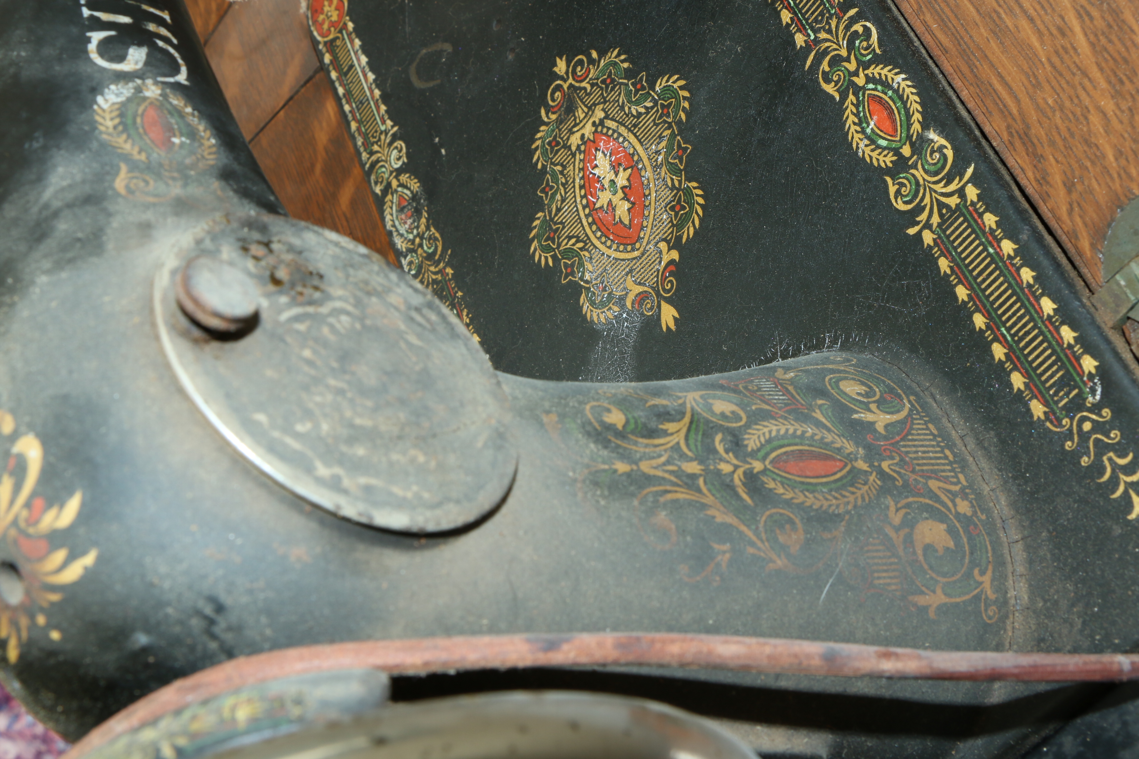 Singer Manufacturing Co. Sewing Machine in Oak Cabinet, Iron Treadle Base, 1919