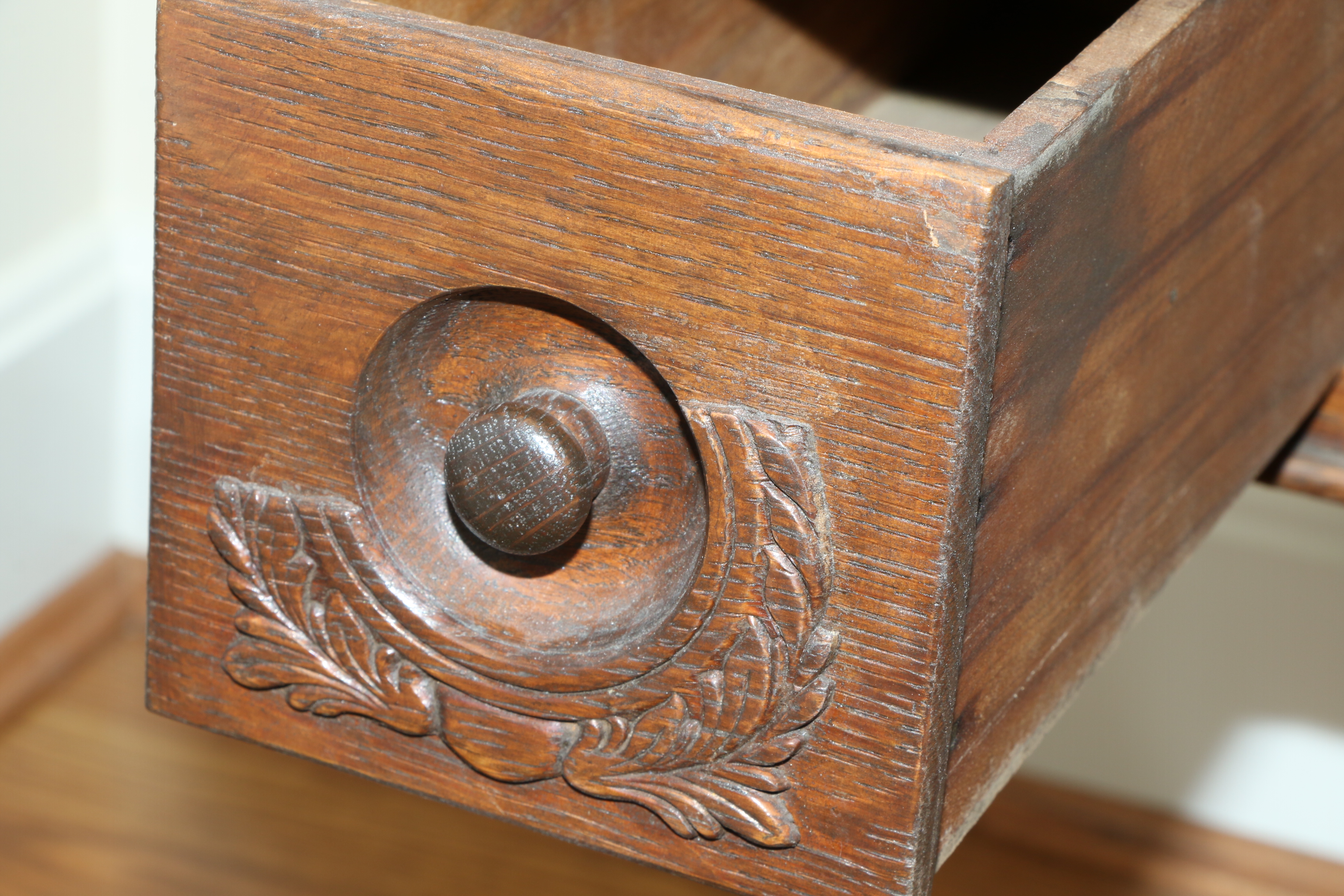 Singer Manufacturing Co. Sewing Machine in Oak Cabinet, Iron Treadle Base, 1919