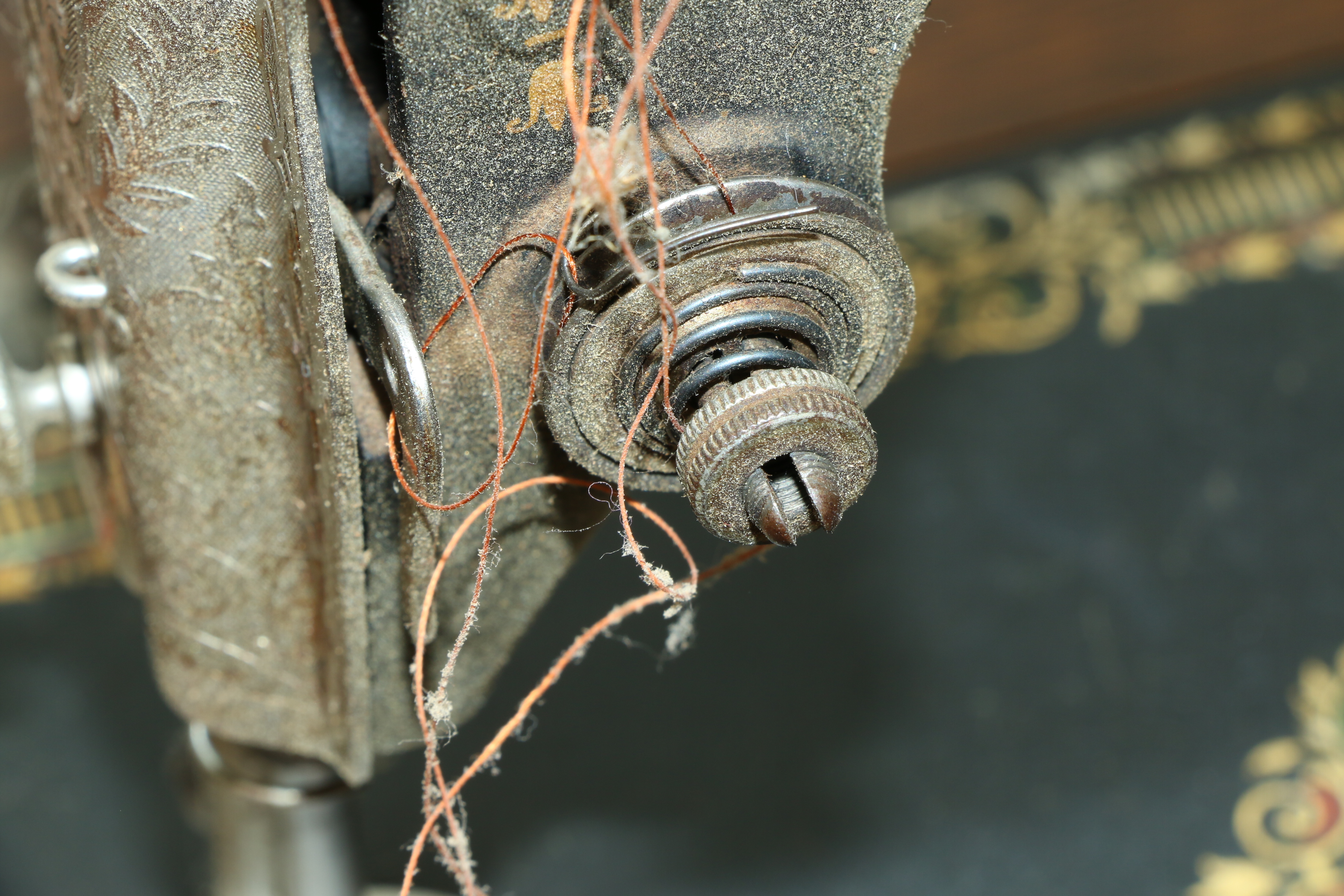 Singer Manufacturing Co. Sewing Machine in Oak Cabinet, Iron Treadle Base, 1919