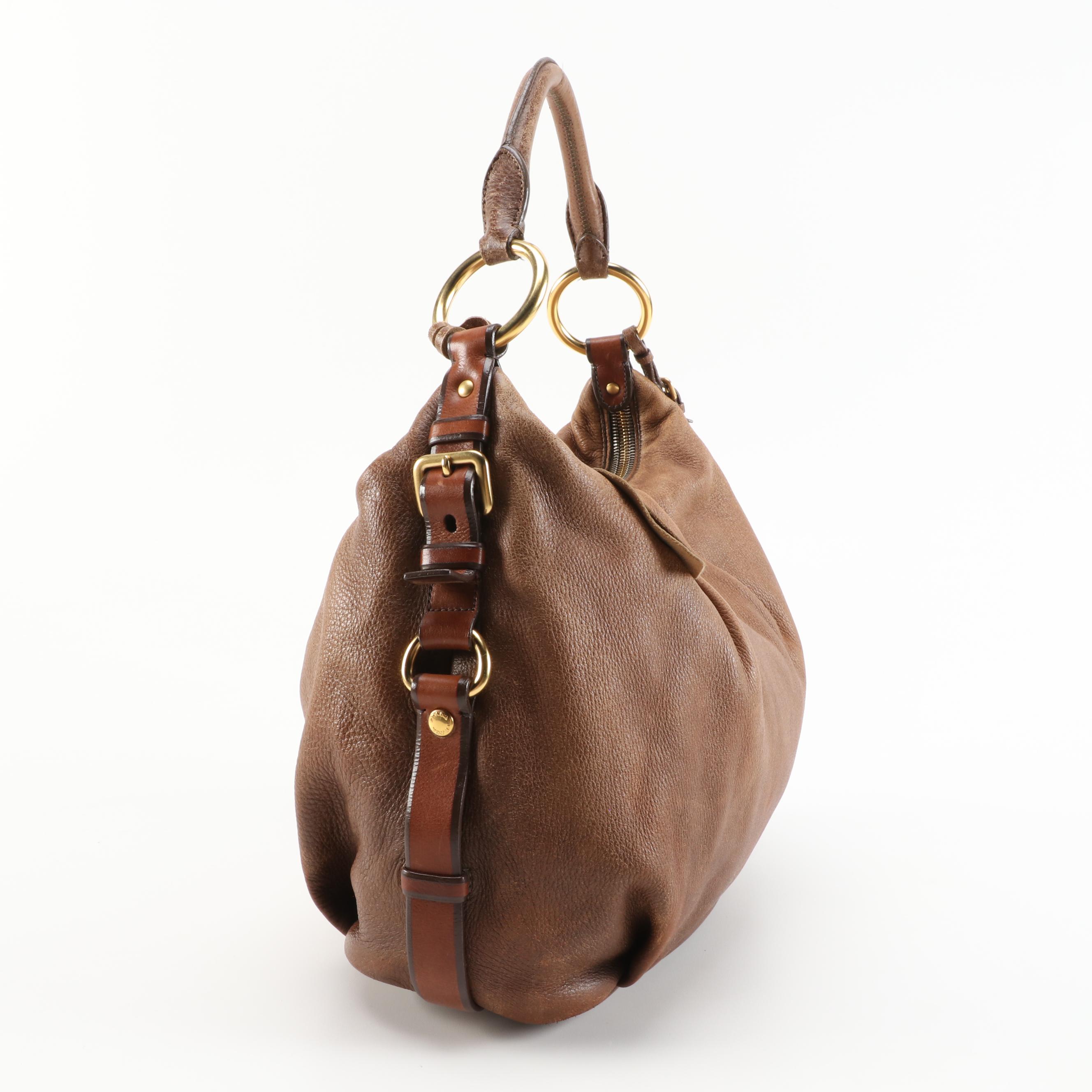 Prada Brown Ombré Deerskin Leather Hobo Bag