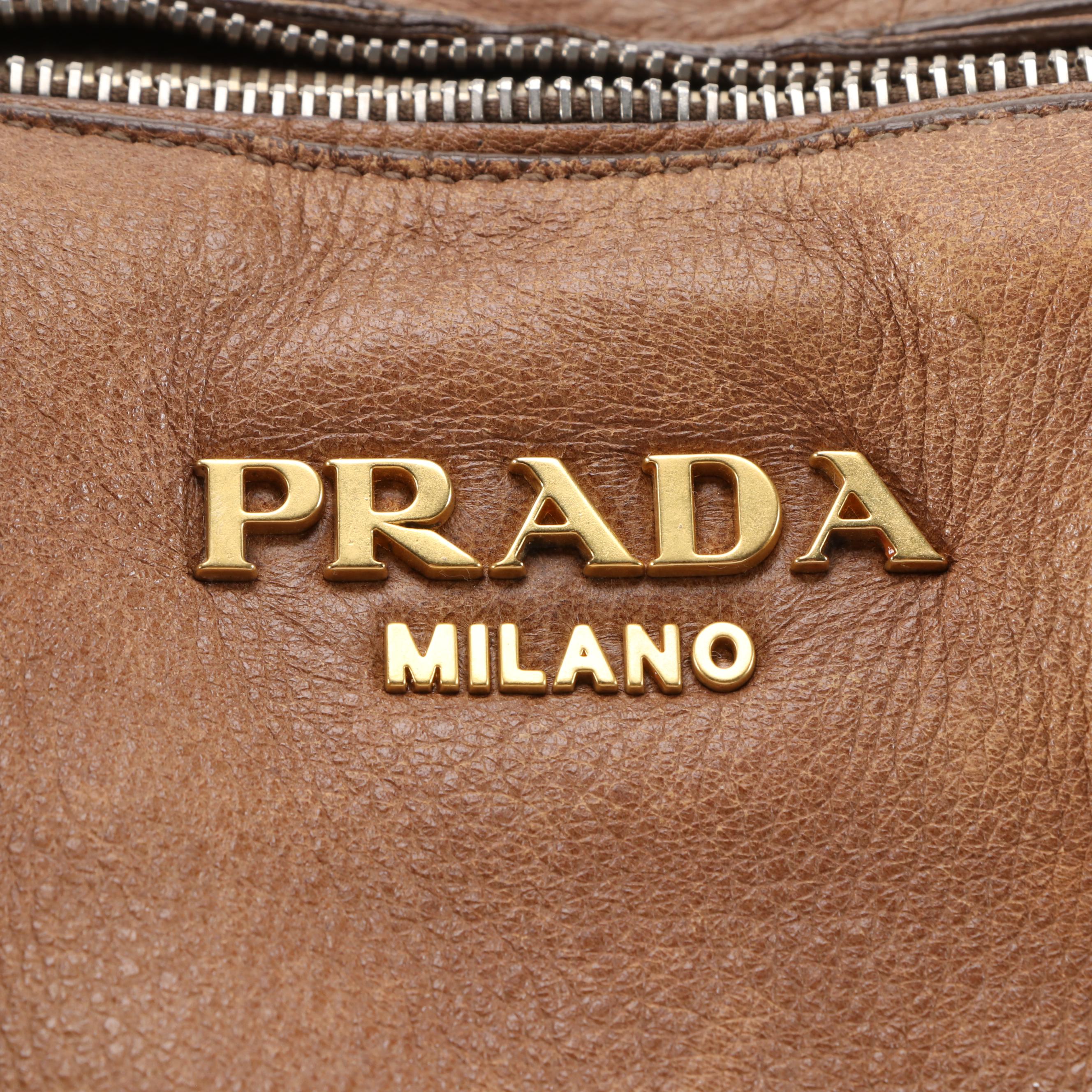 Prada Brown Ombré Deerskin Leather Hobo Bag