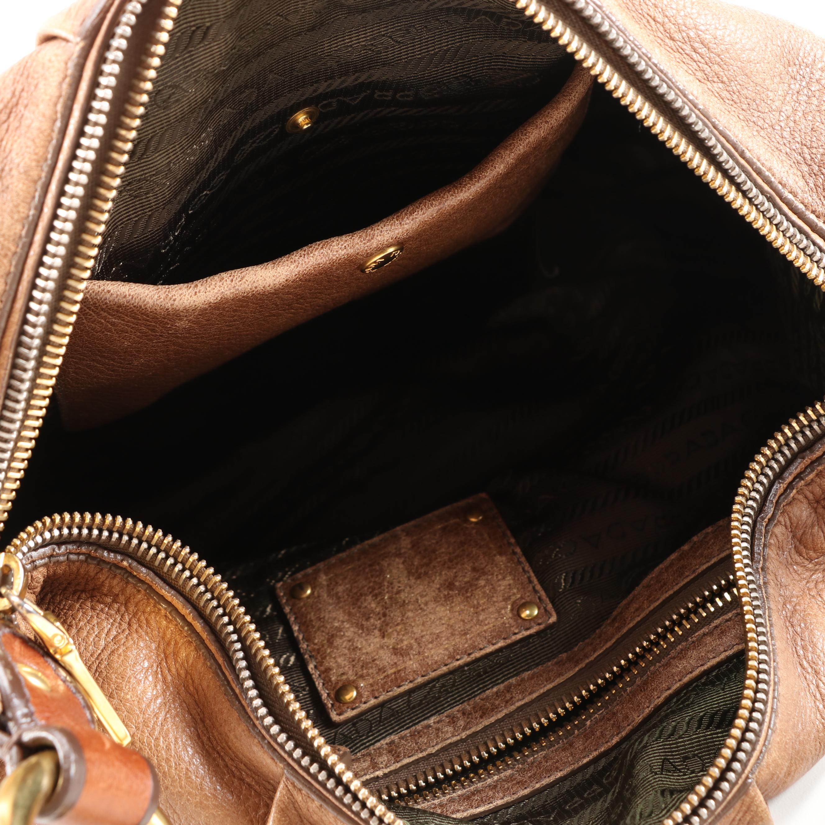 Prada Brown Ombré Deerskin Leather Hobo Bag