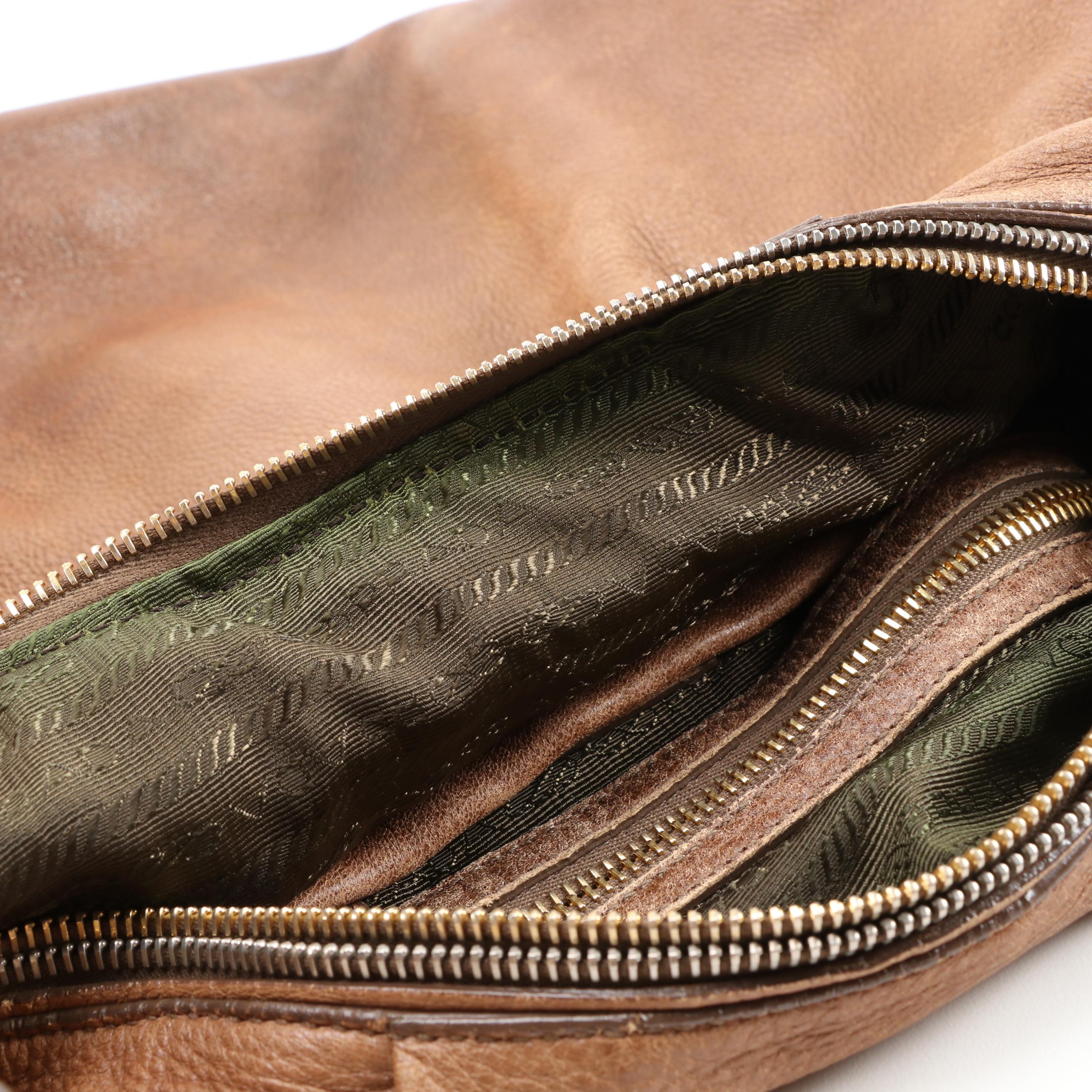 Prada Brown Ombré Deerskin Leather Hobo Bag