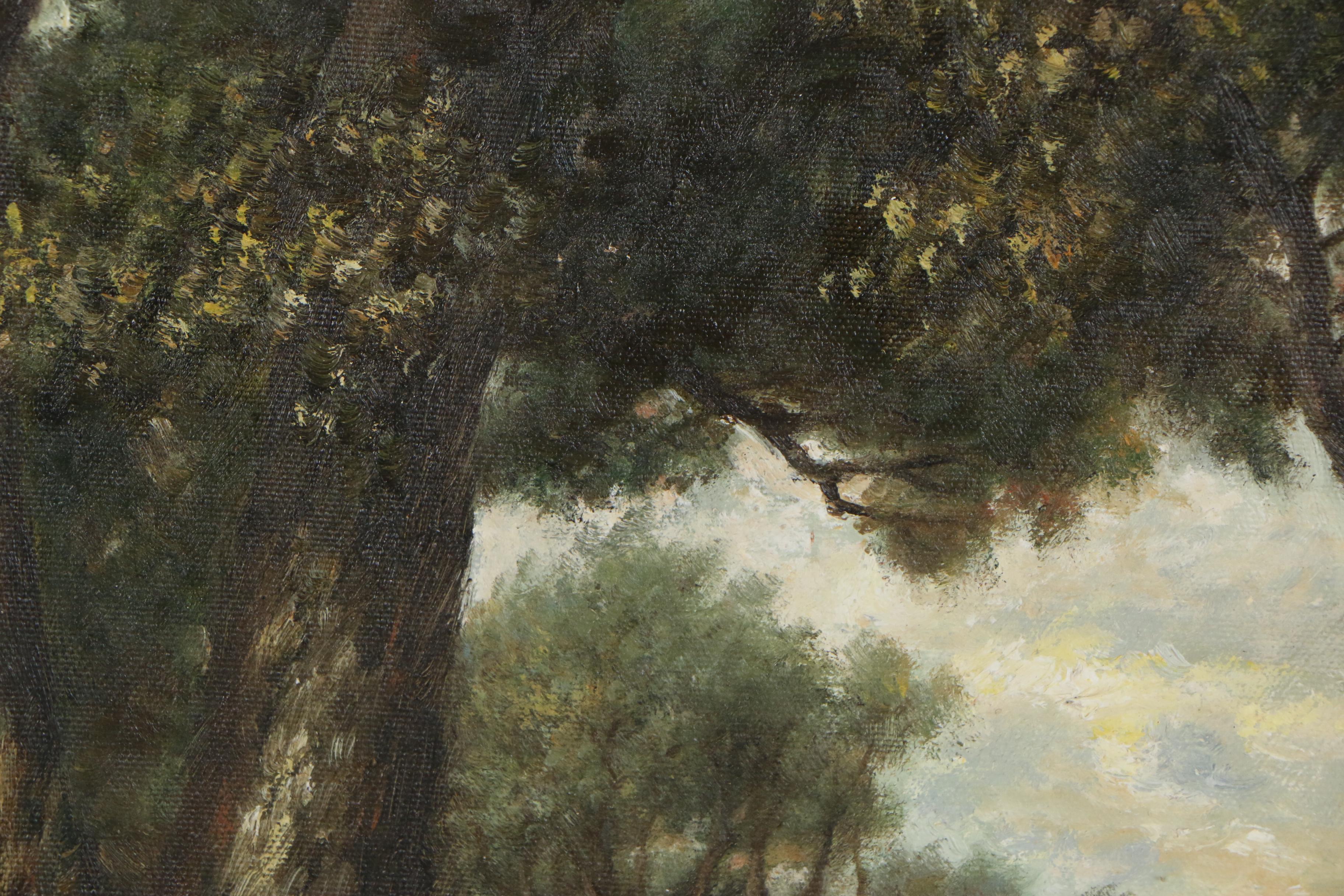 Landscape Oil Painting of Pastoral Scene with Sheep