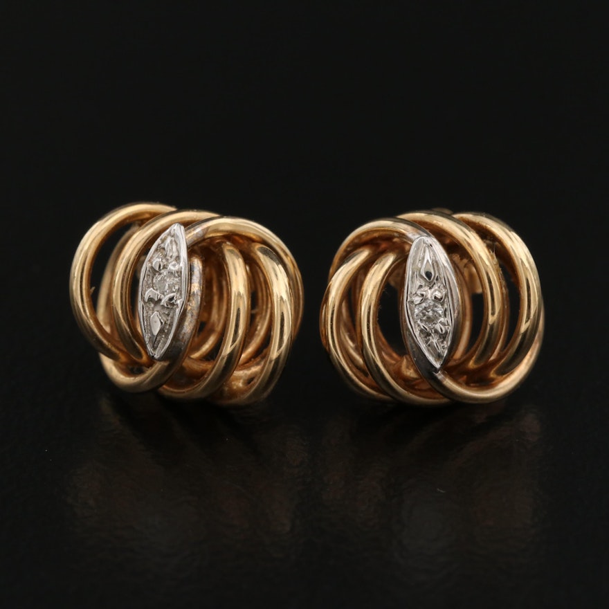 14K Diamond Knot Stud Earrings