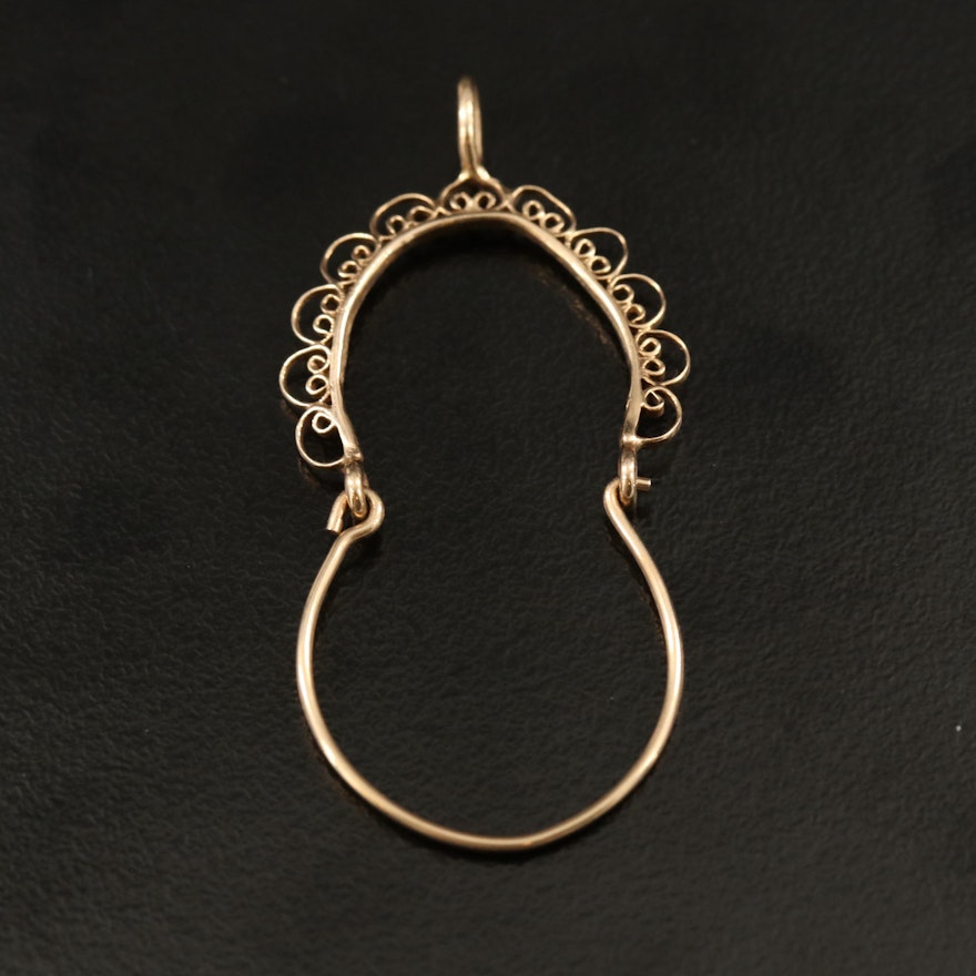 14K Filigree Charm Holder Pendant