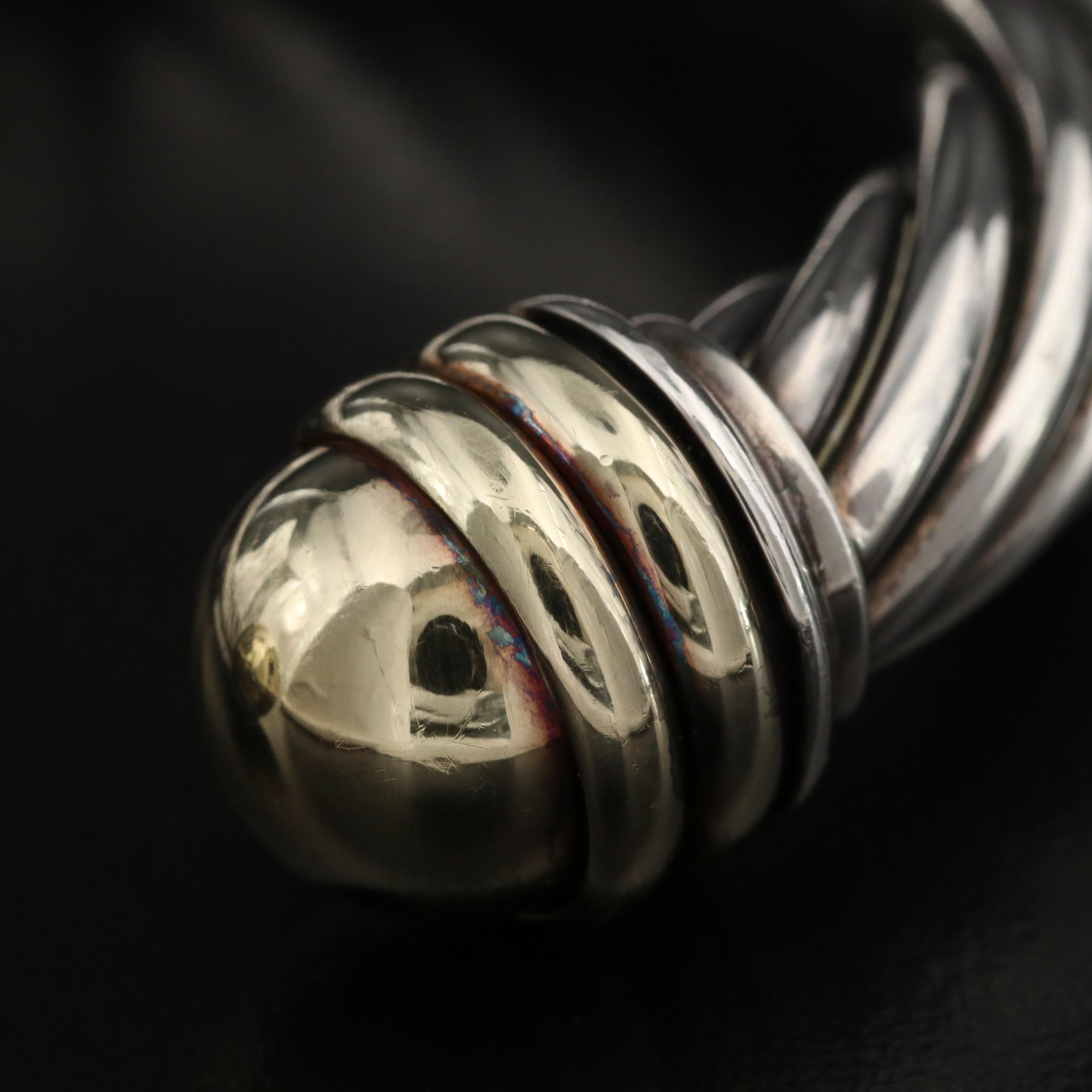 David Yurman "Classic Cable" Sterling Silver Cuff with 14K End Accents