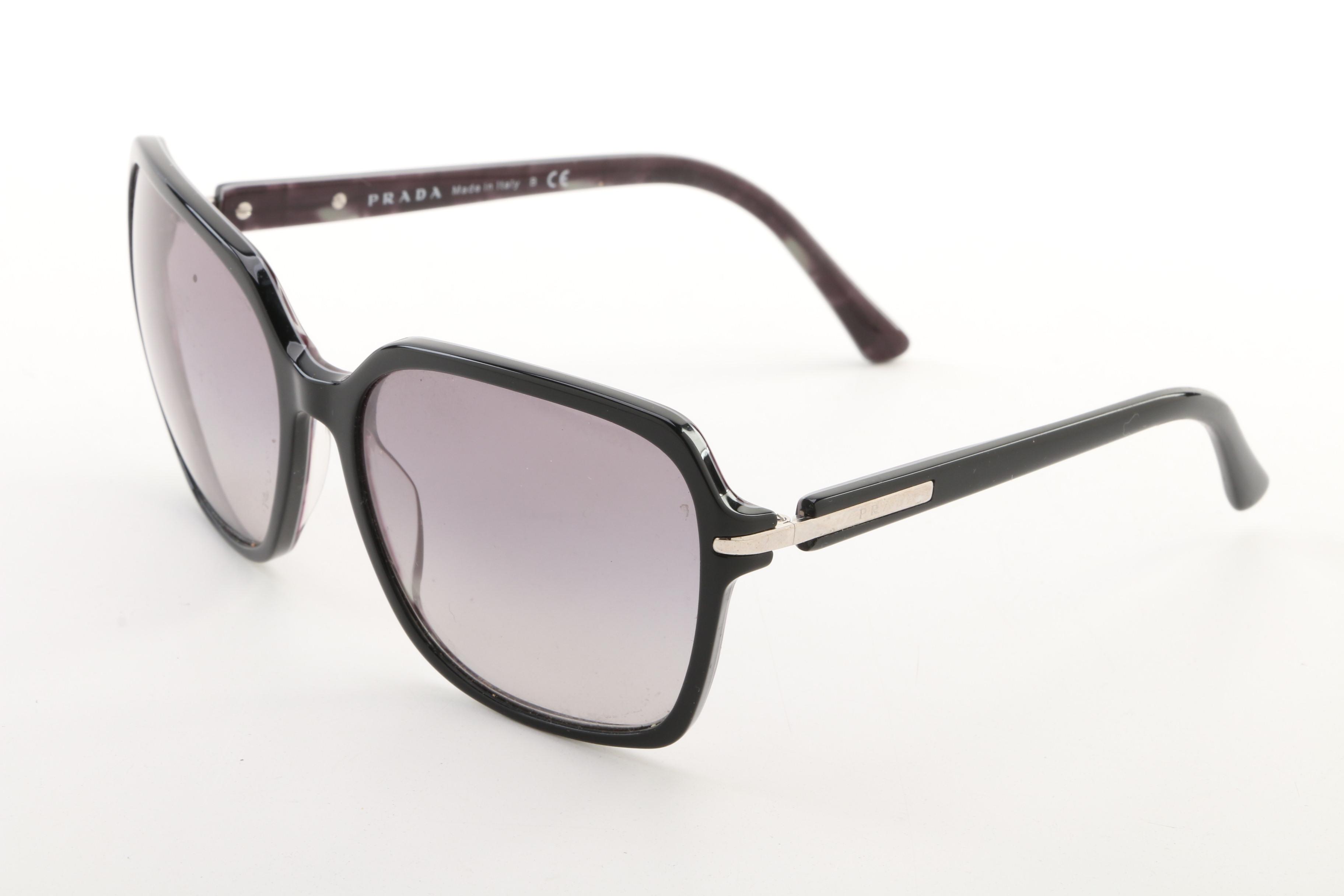 Prada SPR 18N Black Rectangle Sunglasses