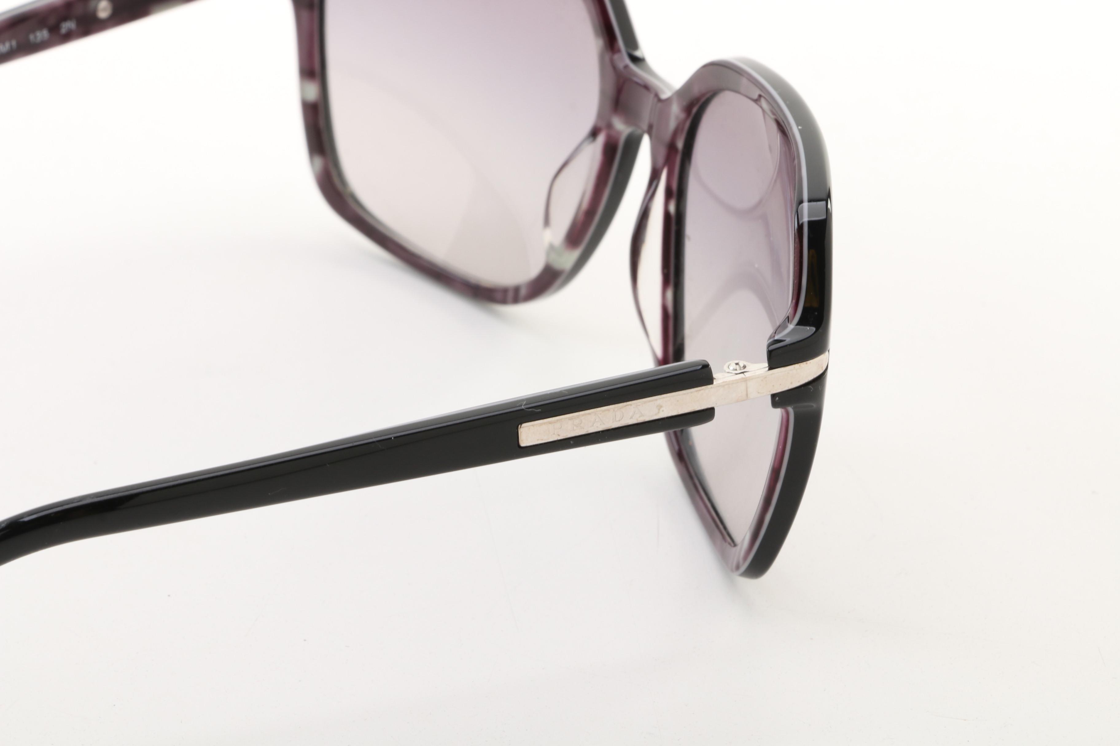 Prada SPR 18N Black Rectangle Sunglasses