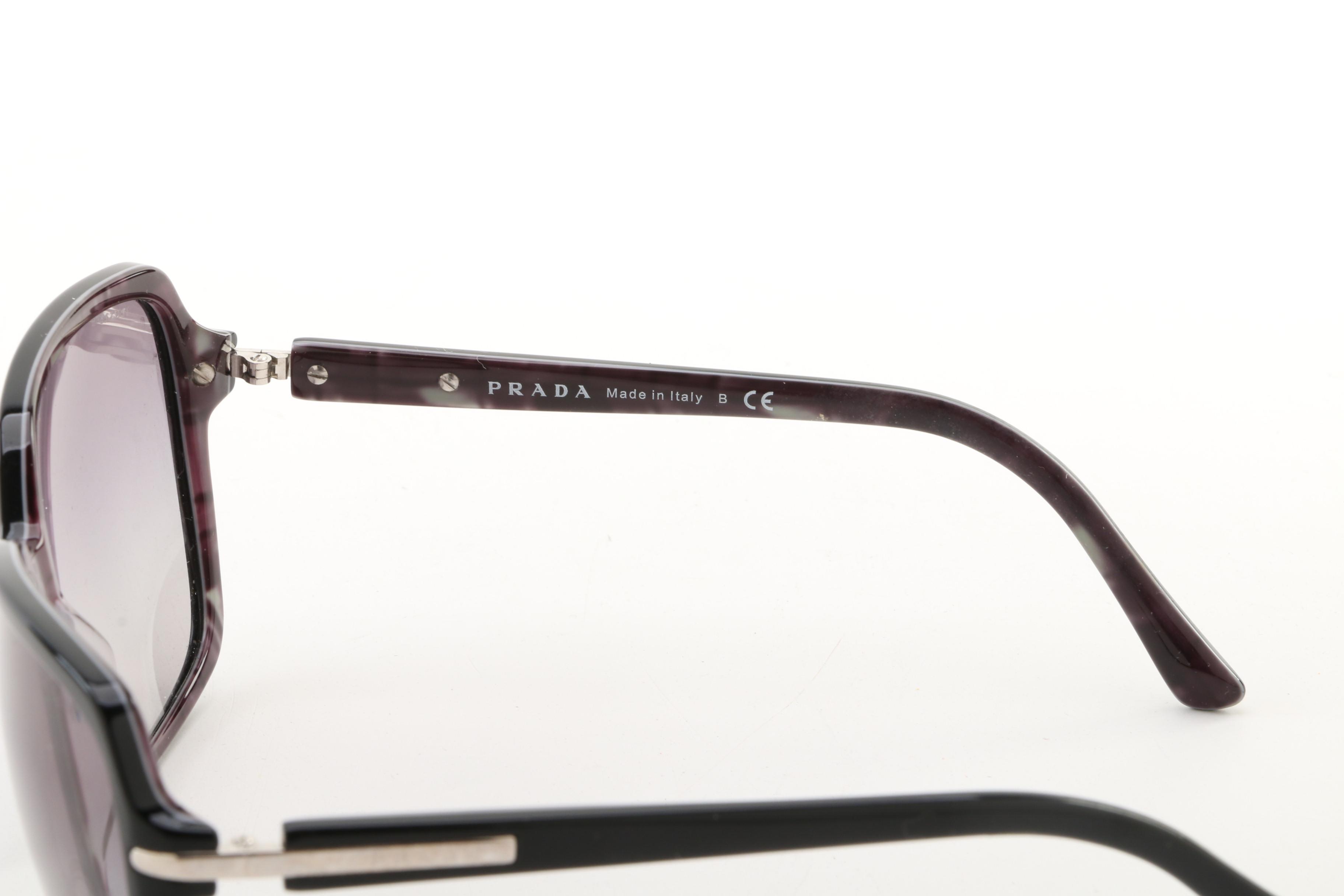 Prada SPR 18N Black Rectangle Sunglasses