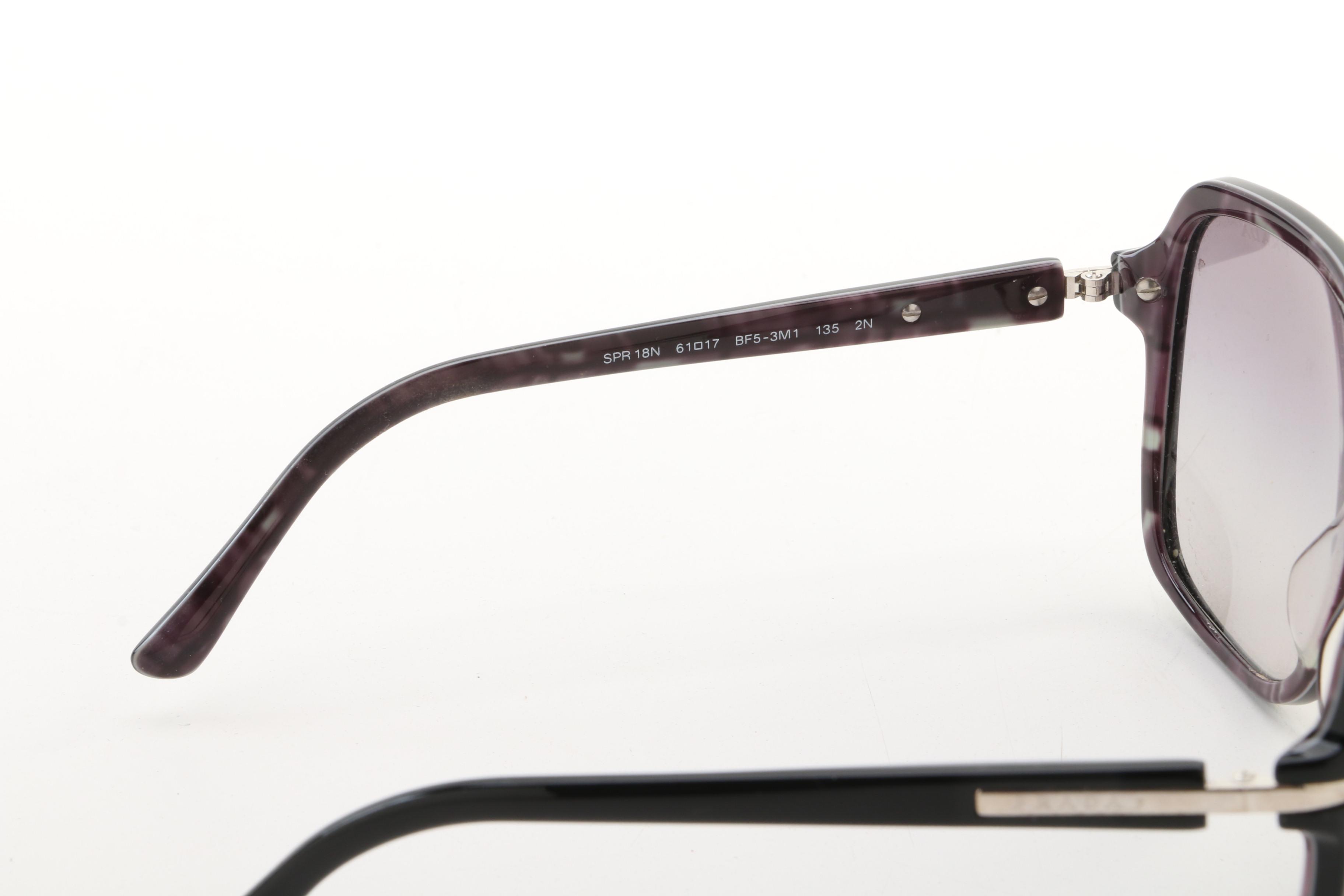 Prada SPR 18N Black Rectangle Sunglasses