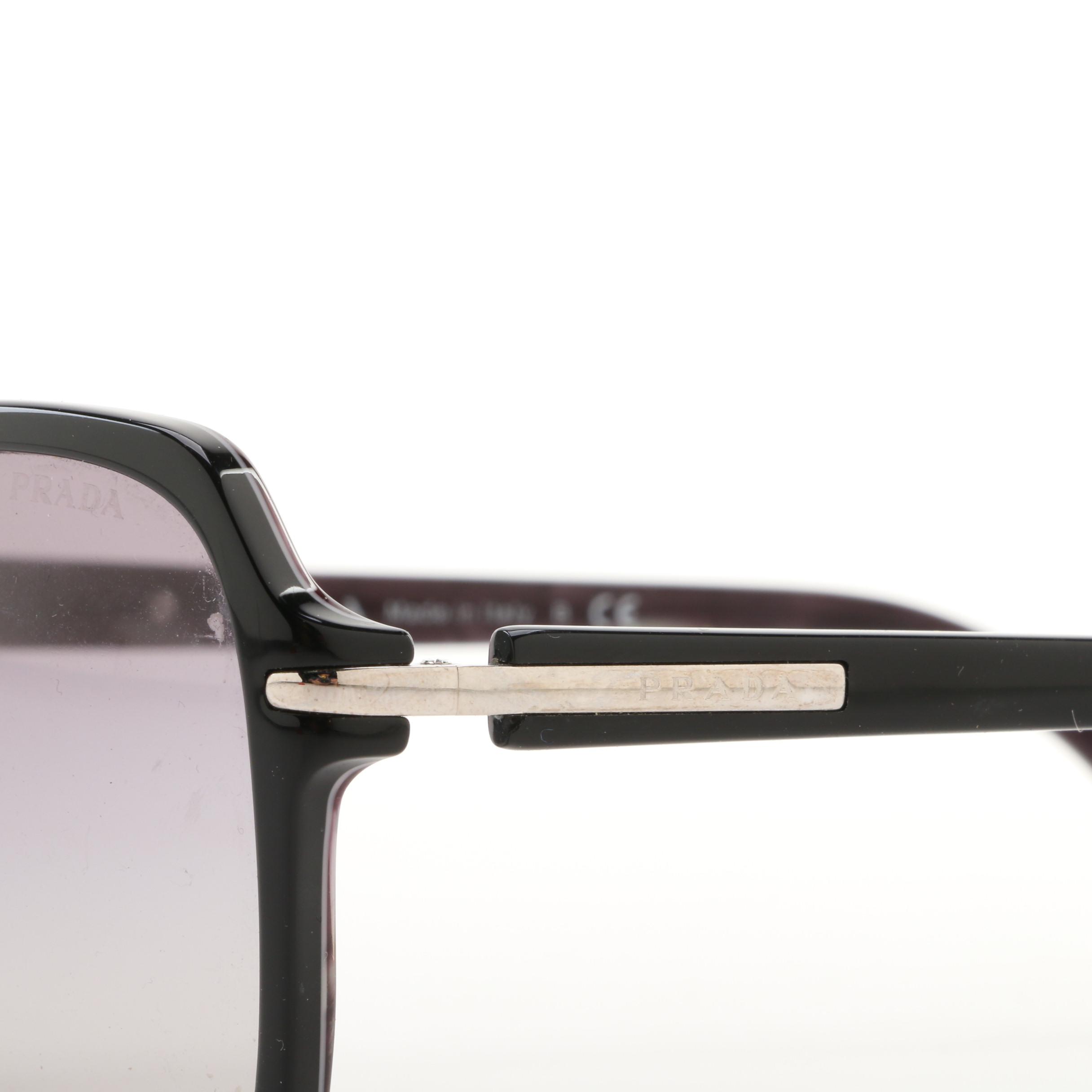 Prada SPR 18N Black Rectangle Sunglasses