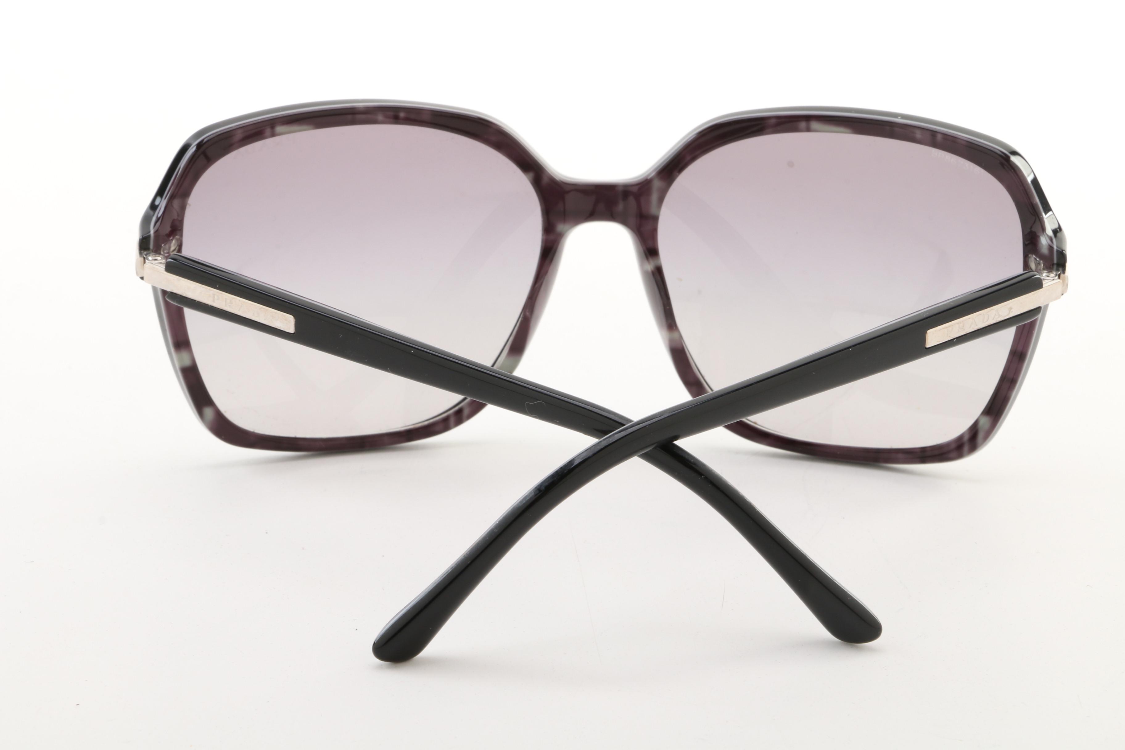 Prada SPR 18N Black Rectangle Sunglasses
