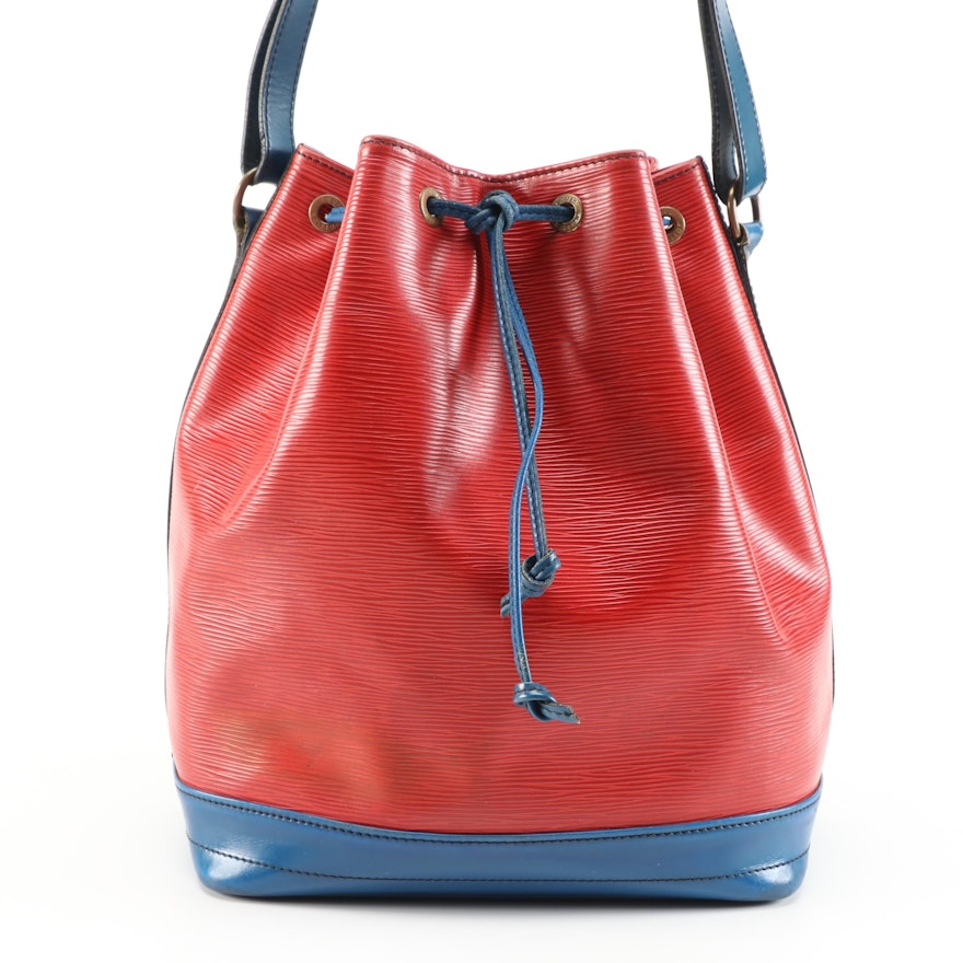 Louis Vuitton Noé Drawstring Bucket Bag in Red/Blue Epi Leather