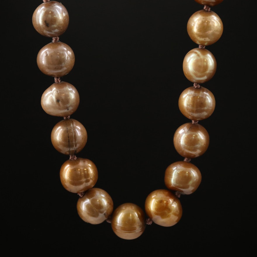 Knotted Pearl Necklace with 14K Clasp