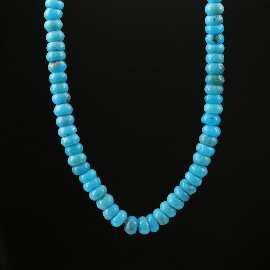 Beaded Turquoise Necklace with 14K Clasp