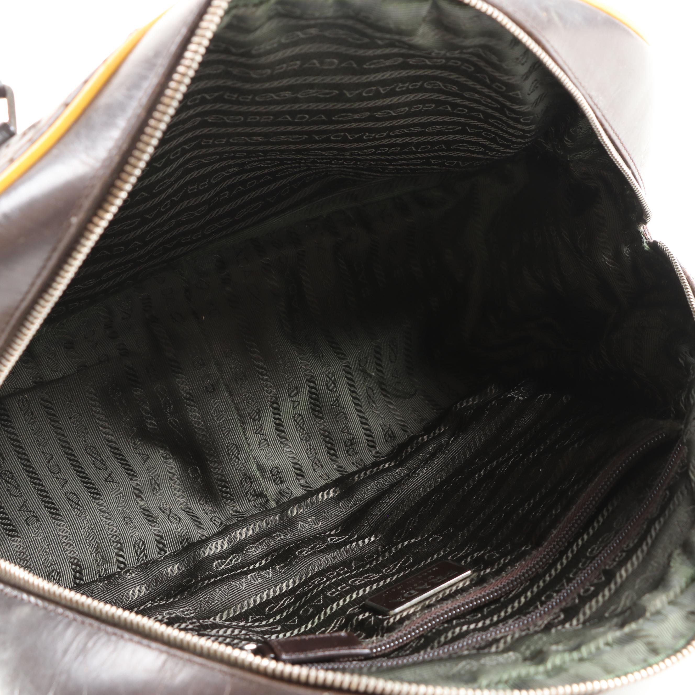 Refurbished Prada Perforated Dark Brown Leather Bowler Bag