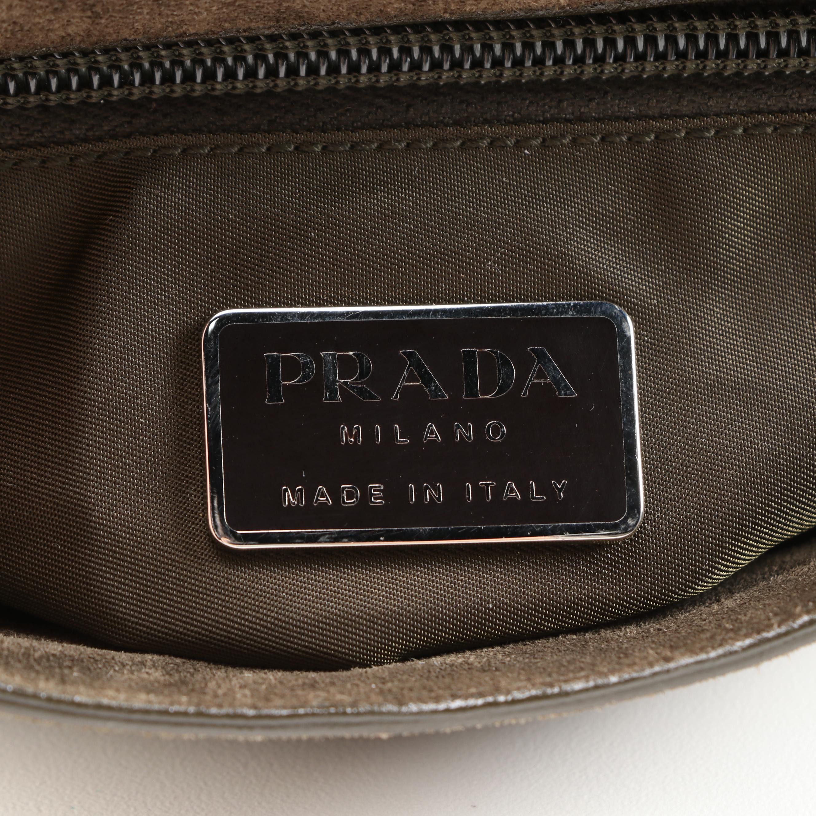Prada Green Suede Grommet and Leather Autumnal Leaves Shoulder Bag