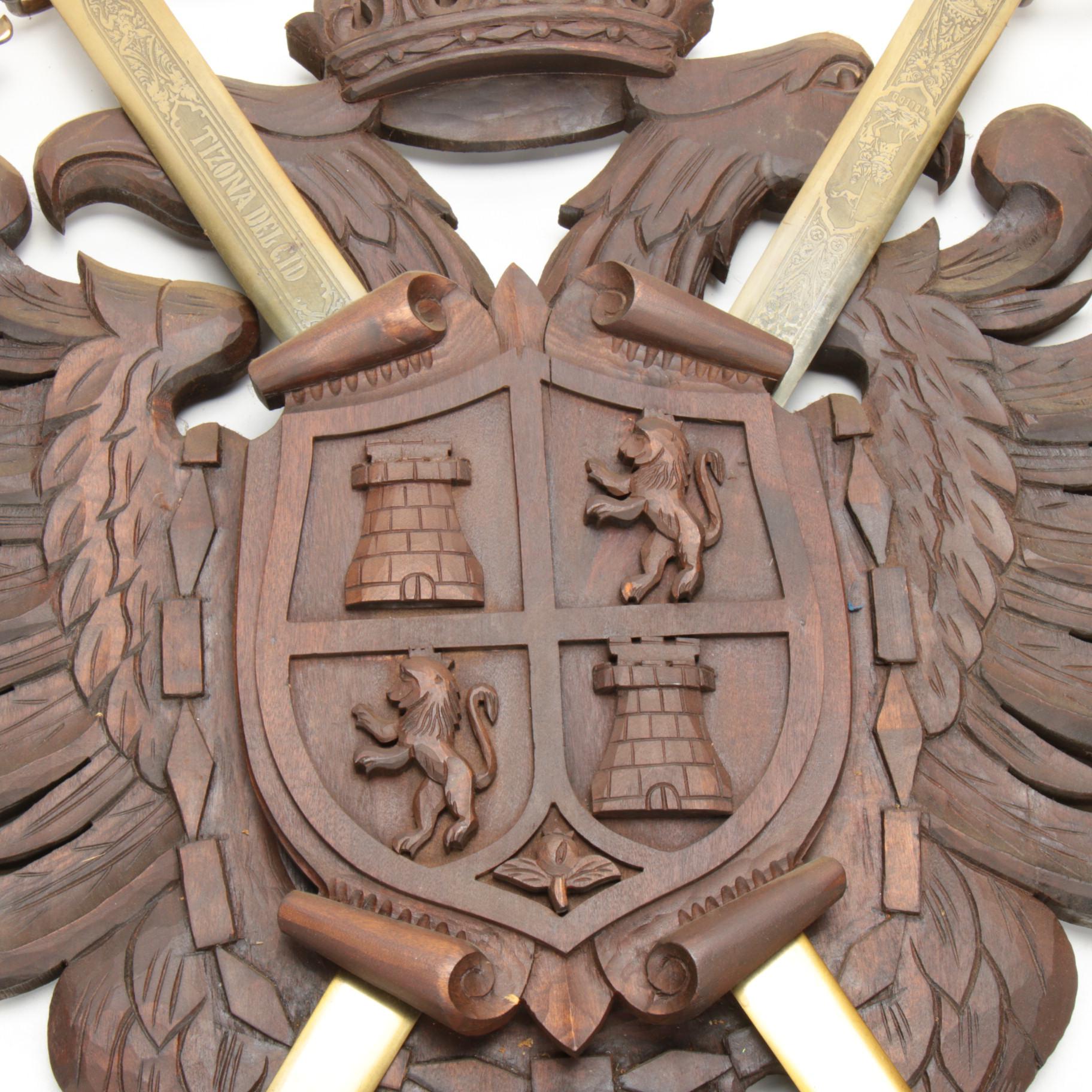 Coat of Arms of Toledo, Spain Wood Wall Plaque with Swords