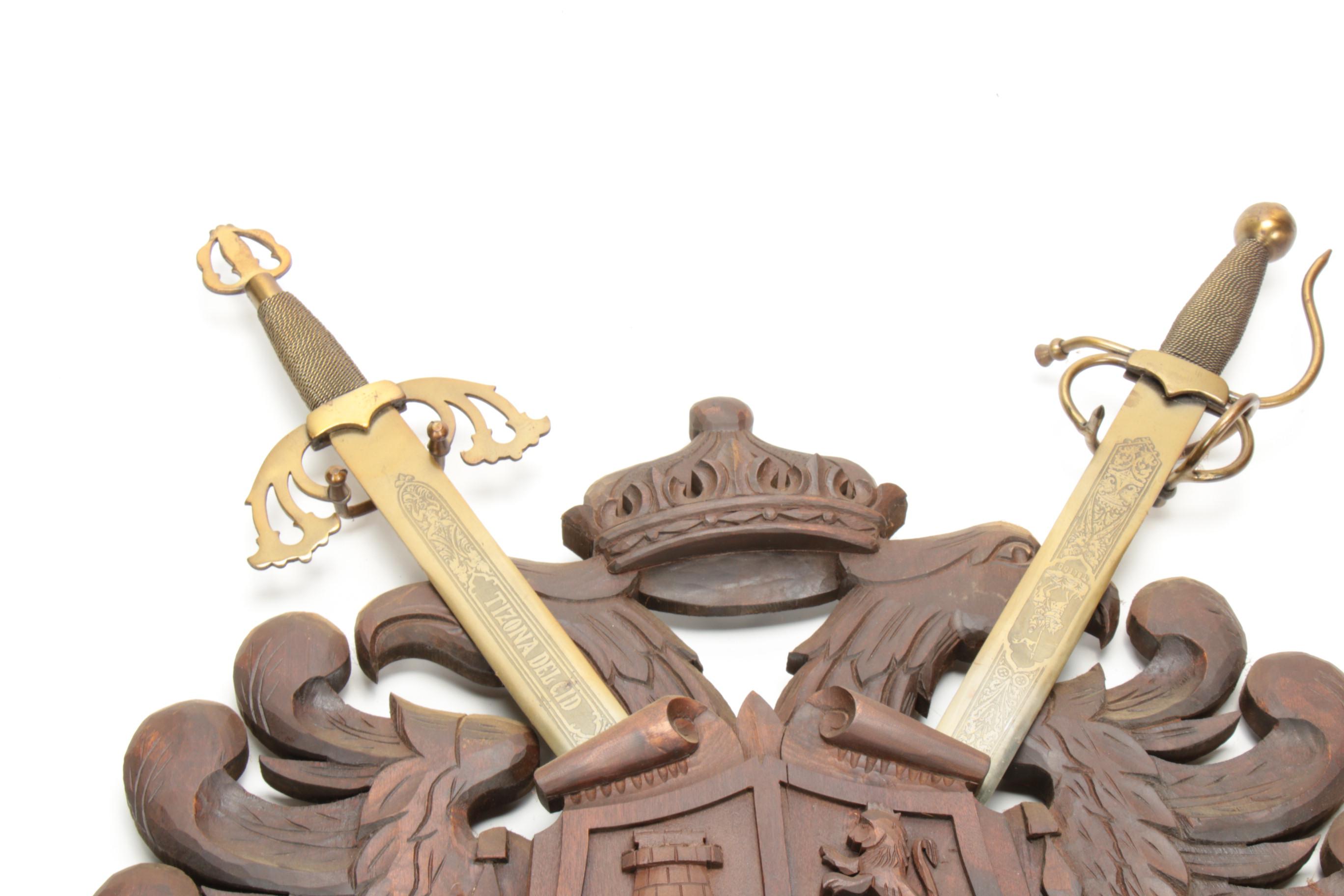 Coat of Arms of Toledo, Spain Wood Wall Plaque with Swords