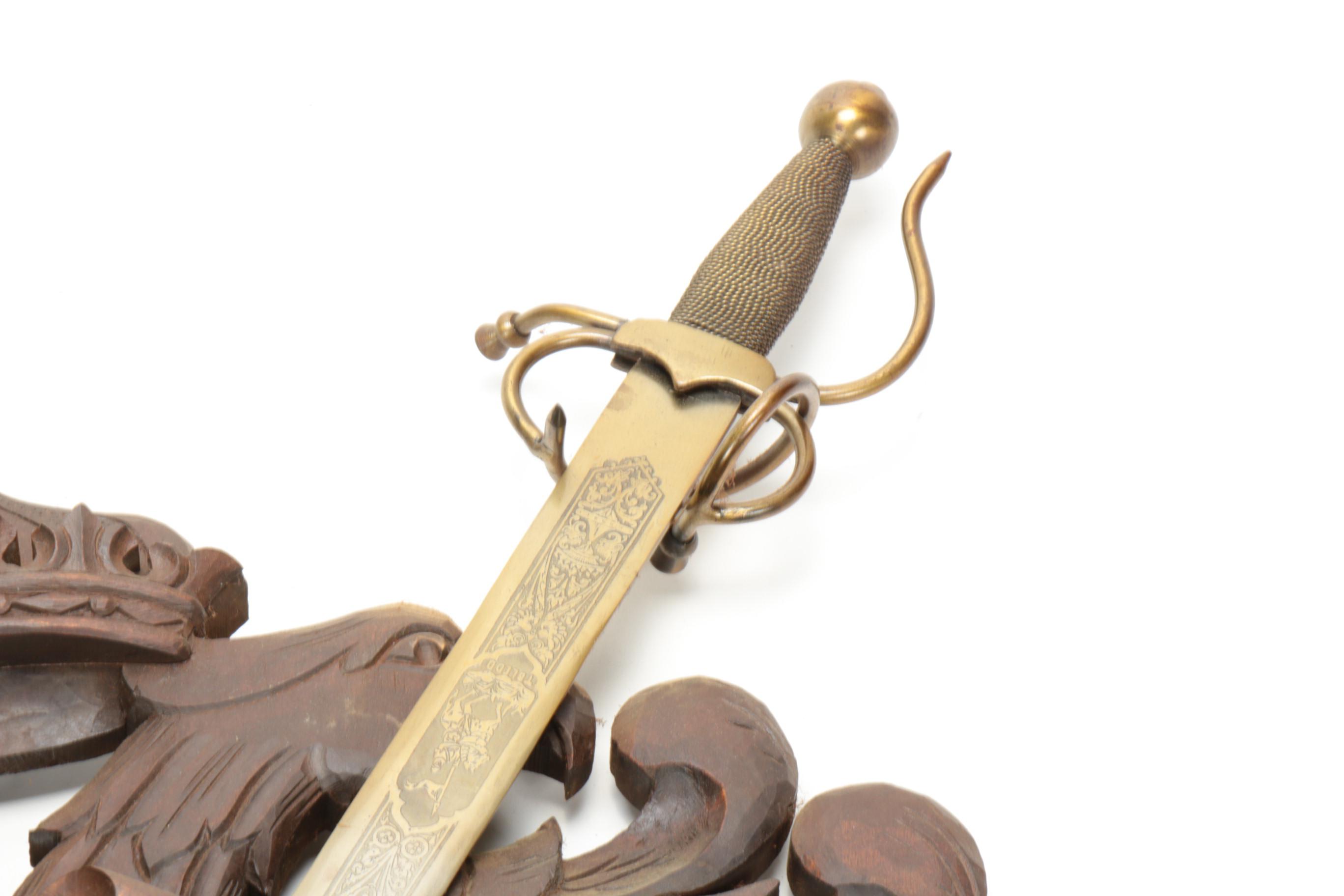 Coat of Arms of Toledo, Spain Wood Wall Plaque with Swords