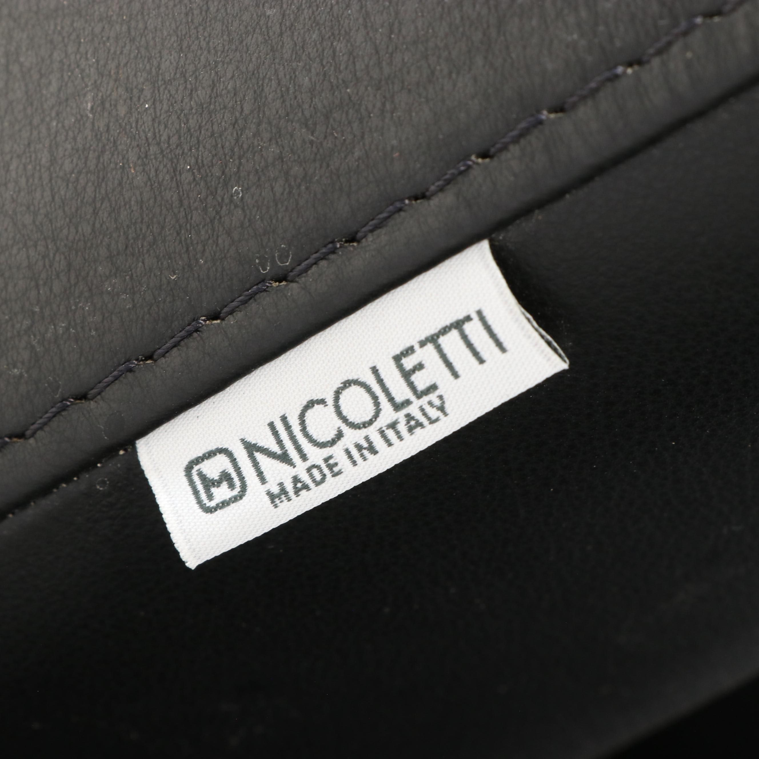 Nicoletti Italian Modern Black Leather Sofa