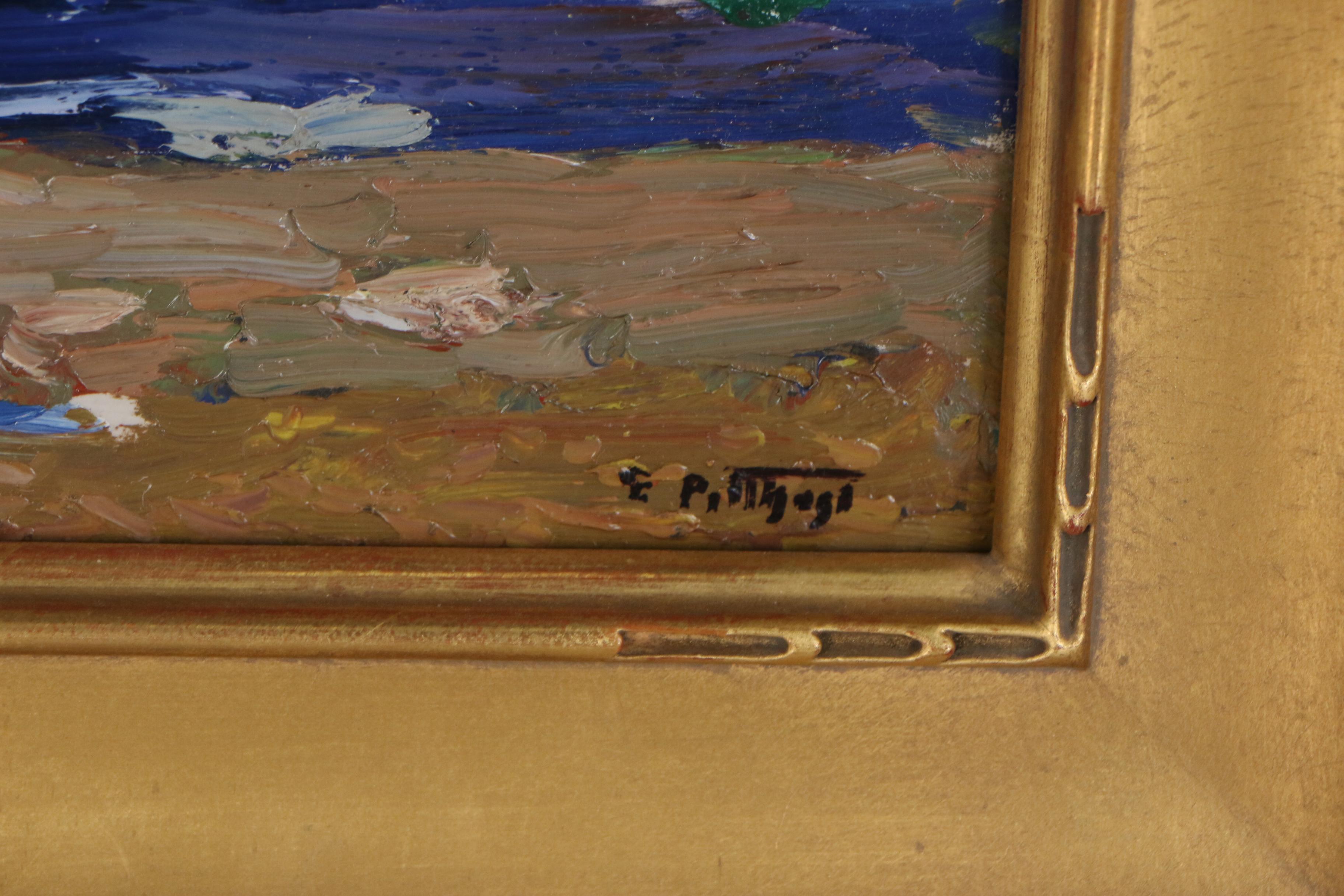 Edward Henry Potthast Oil Painting "By the Shore", Early 20th Century