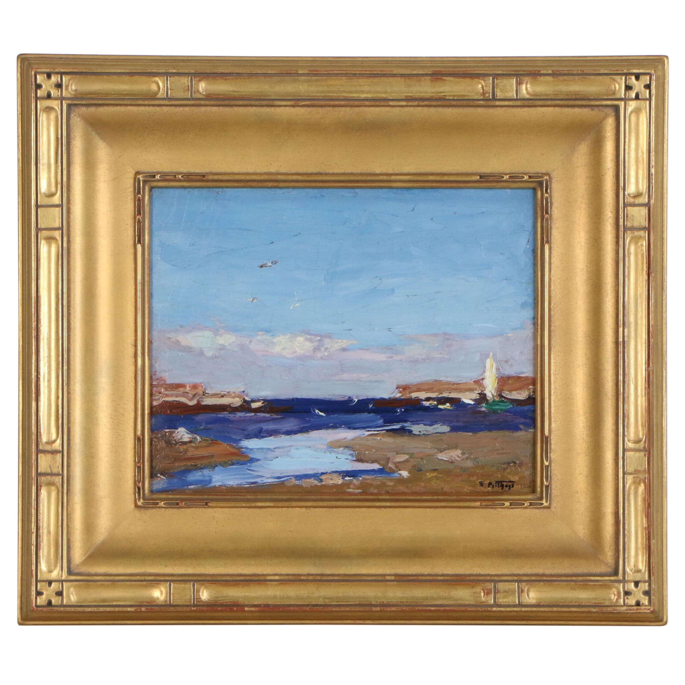 Edward Henry Potthast Oil Painting "By the Shore", Early 20th Century