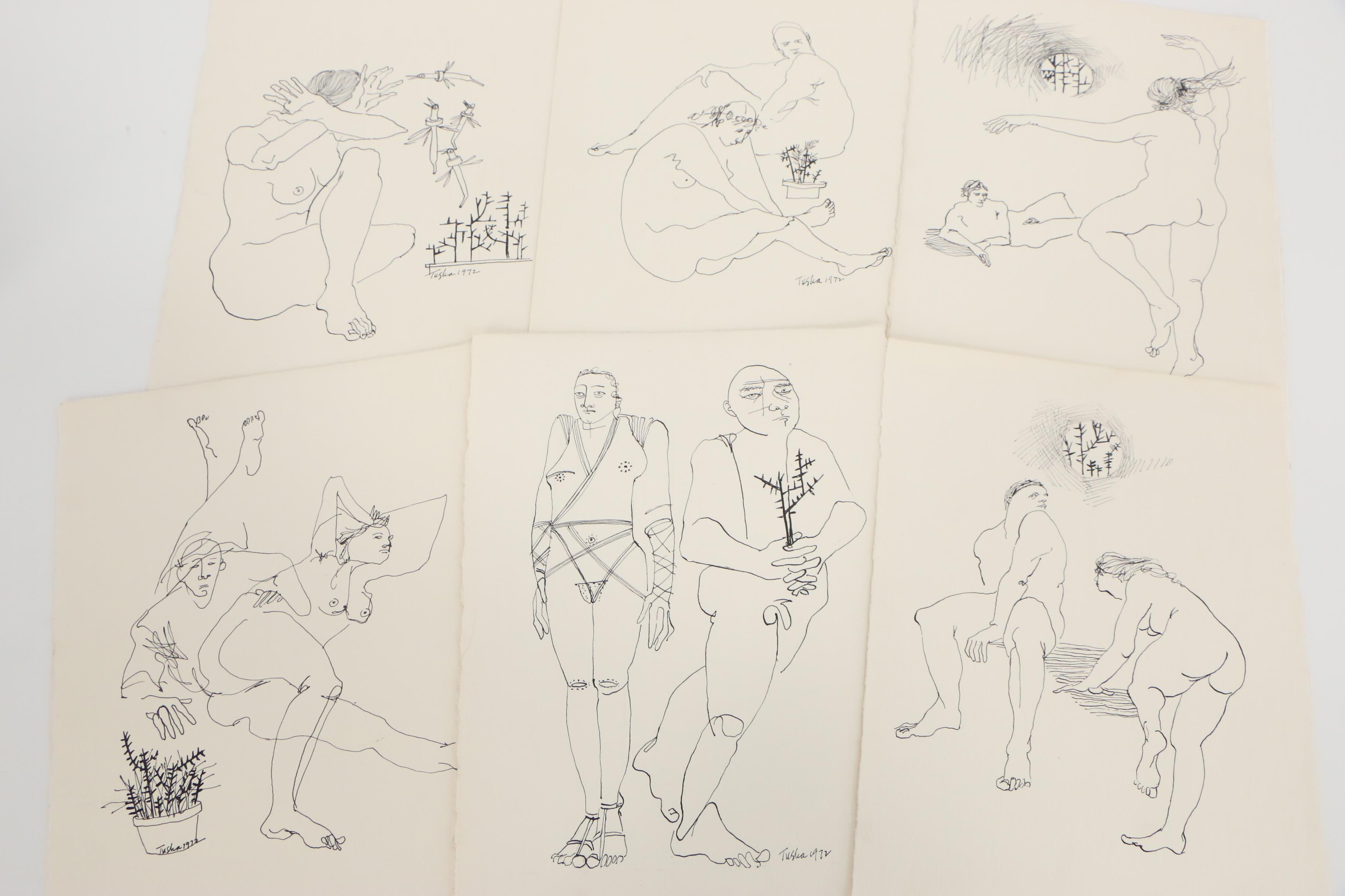 John Tuska Ink Drawings for "The House of the Would-Be Gardner"