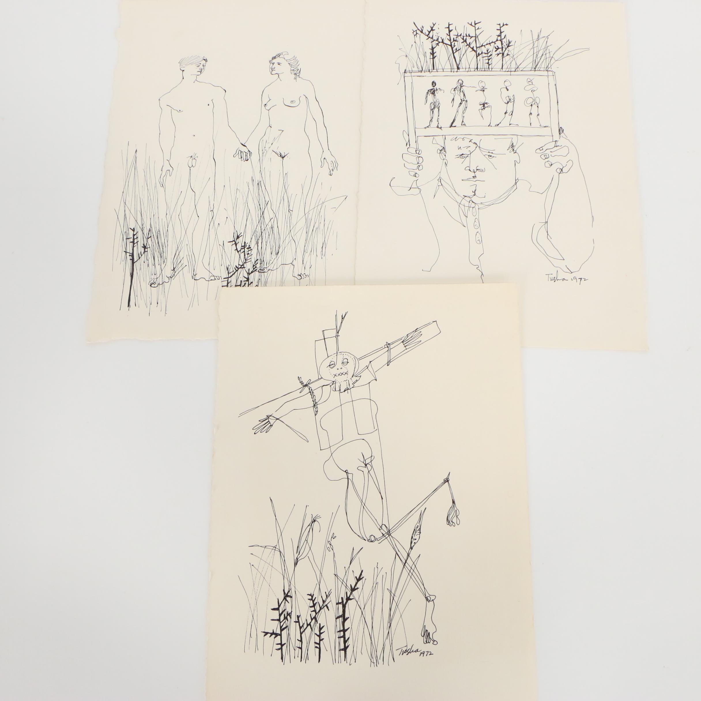 John Tuska Ink Drawings for "The House of the Would-Be Gardner"