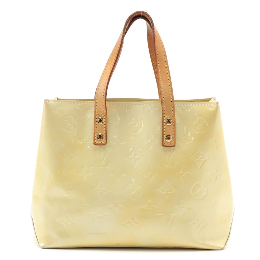 Louis Vuitton Reade PM Tote in Perle Monogram Vernis and Vachetta Leather