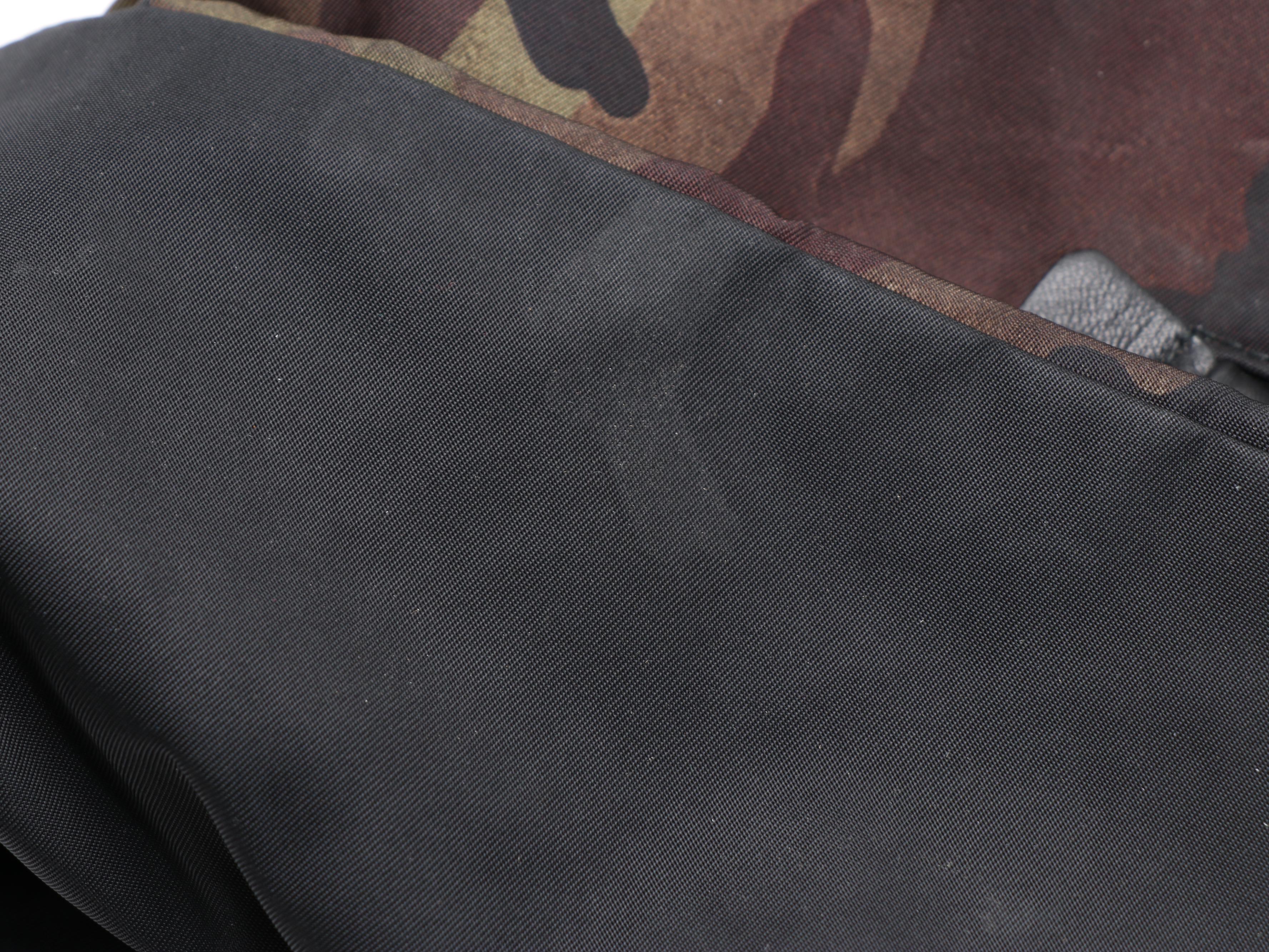 Prada Reversible Tote Bag in Brown Camouflage Print and Black Nylon